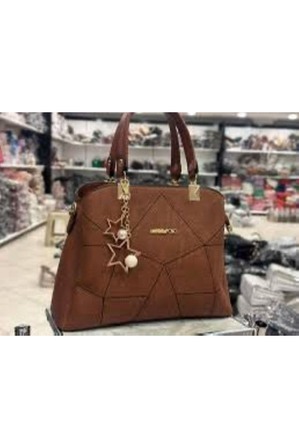 aynewmoda Siyah saplamalı ve omuz askılı çanta -