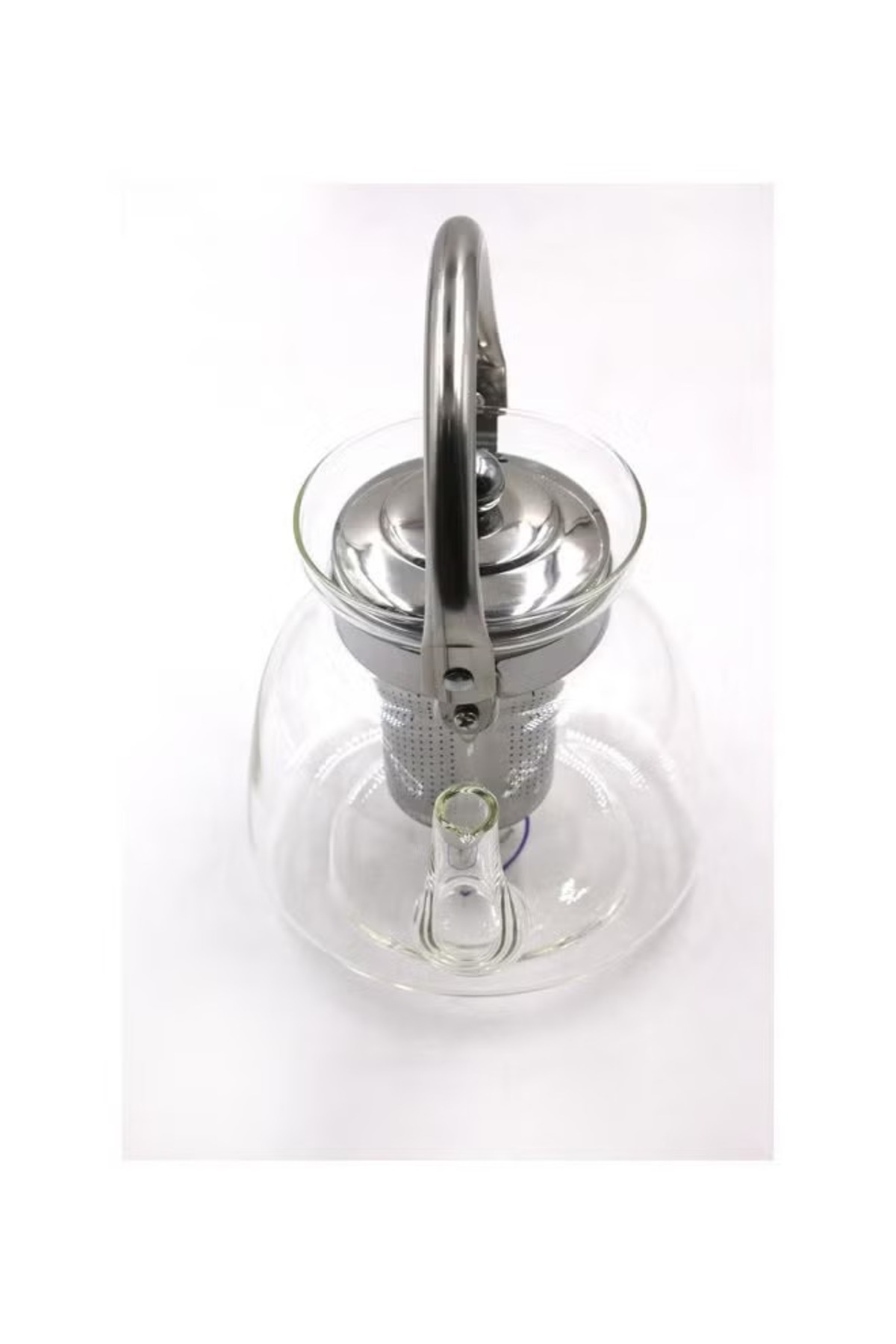 إبريق شاي زجاجي مع فلتر من الفولاذ المقاوم للصدأ شفاف 1100 مل