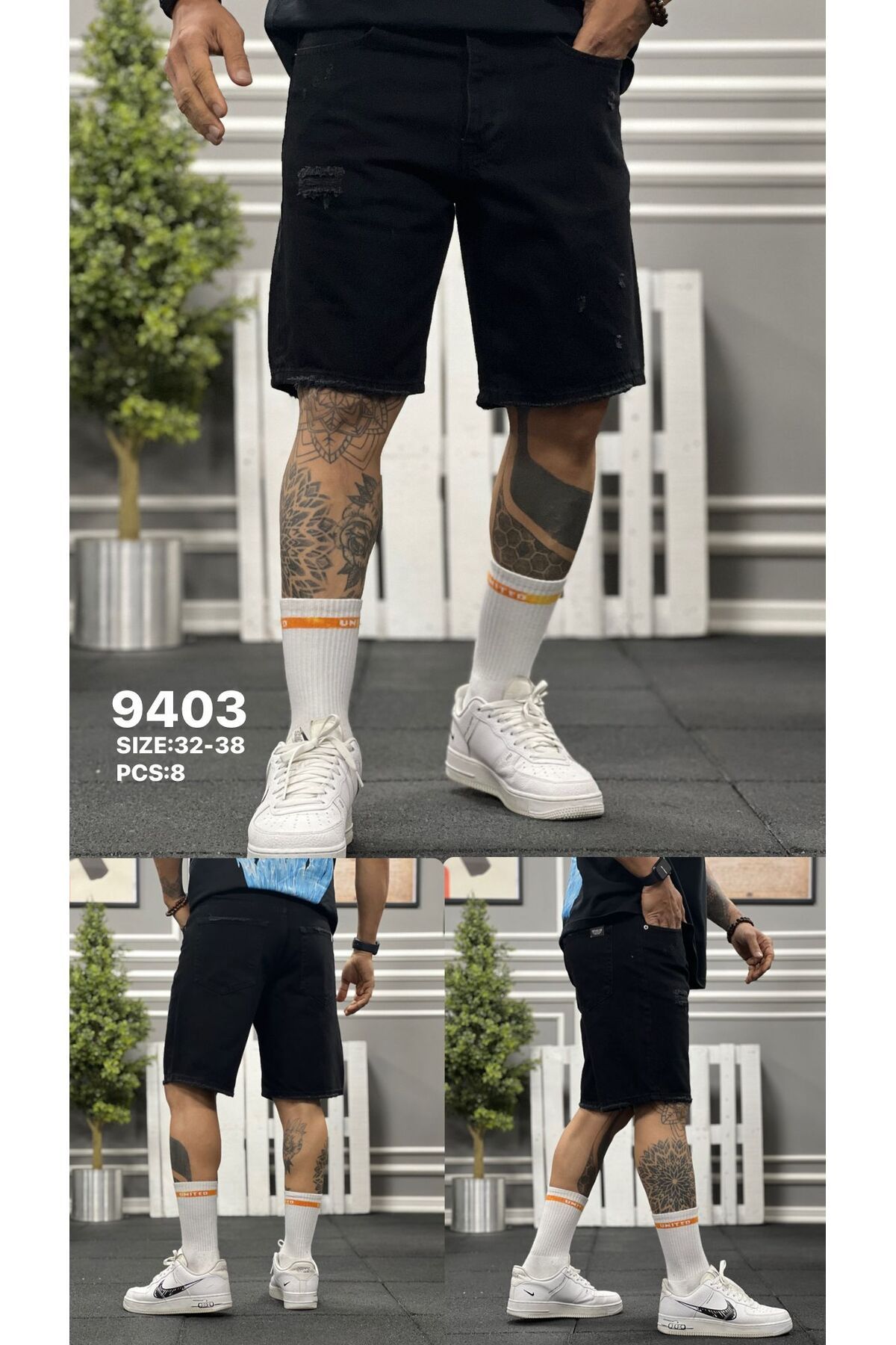 INDIGOLAB Erkek Siyah Baggy Denim Şort