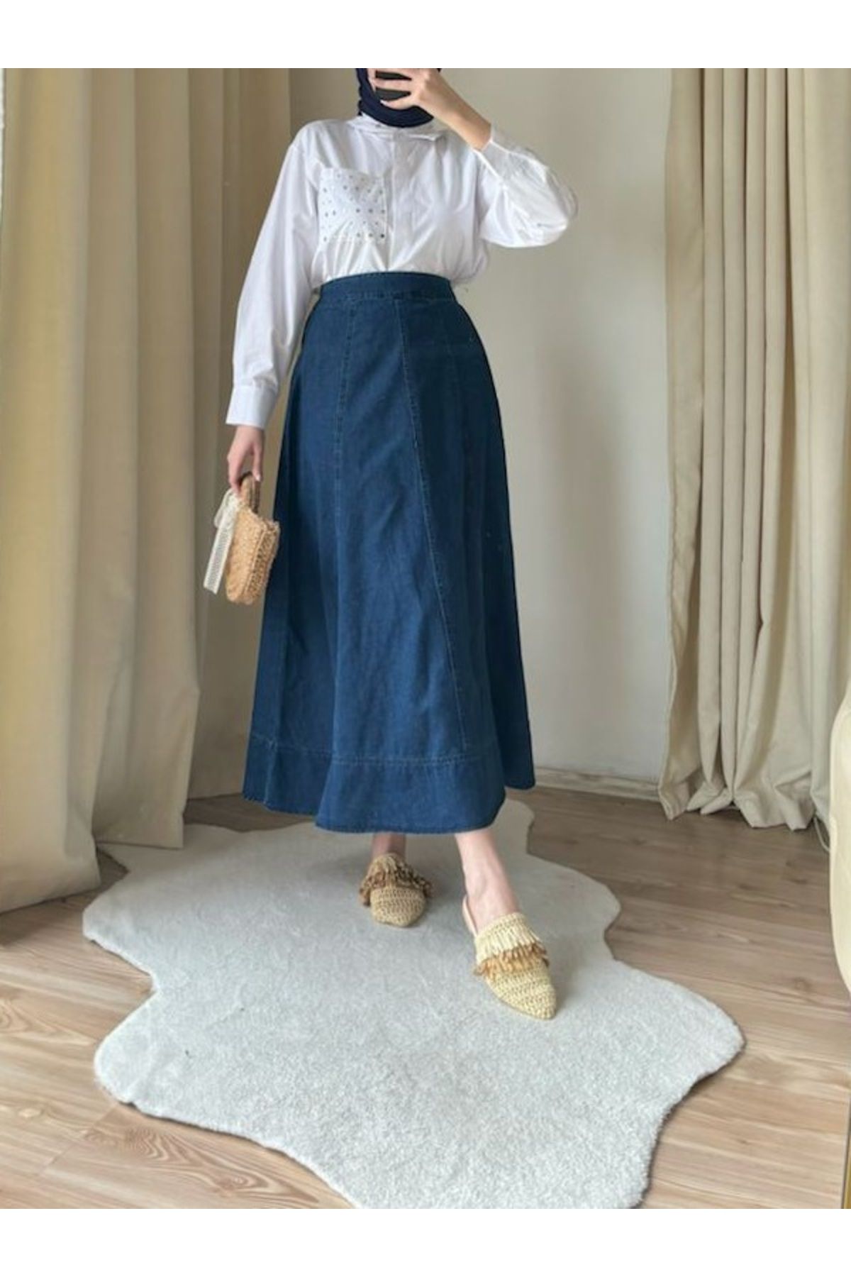 Suede Style 8806 - Rahat Şık Kadın Kot Etek