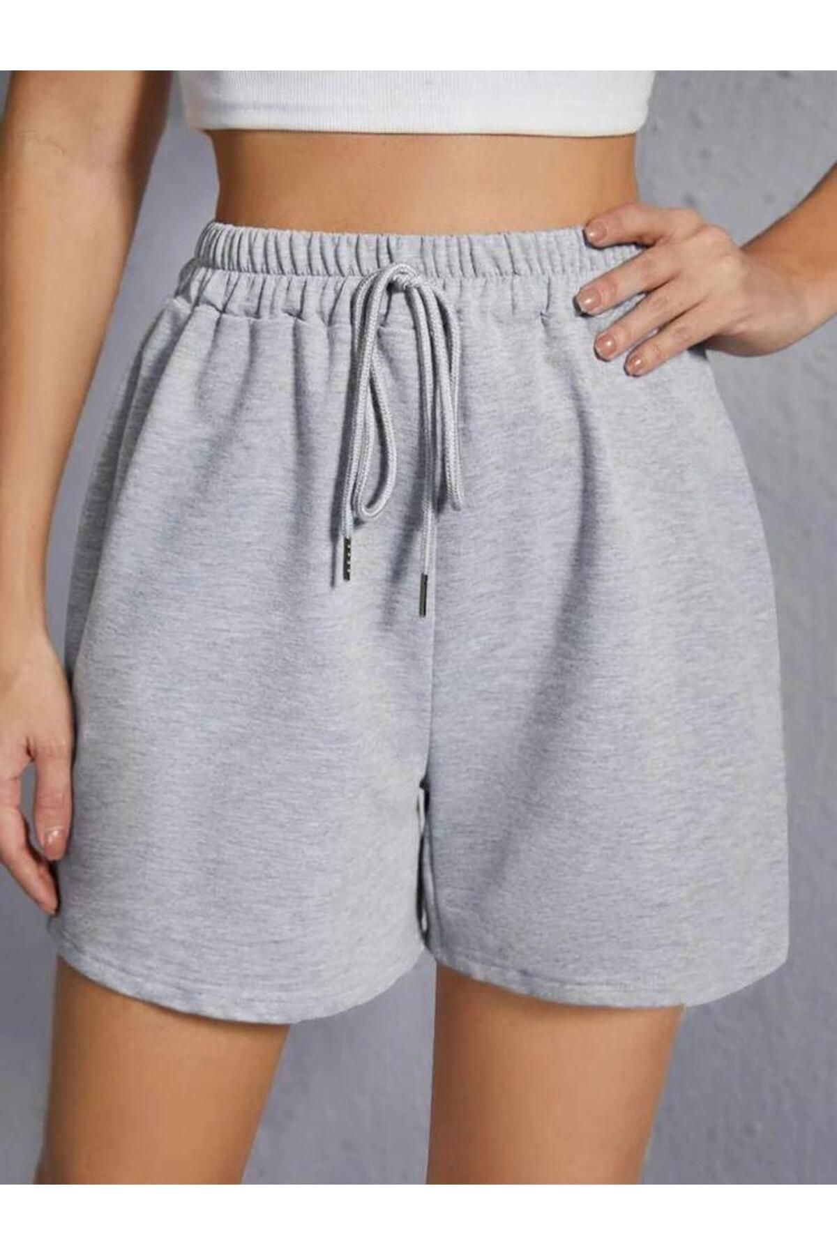 UYN SPORT Beli Lastikli Gri Bermuda Kısa Şort