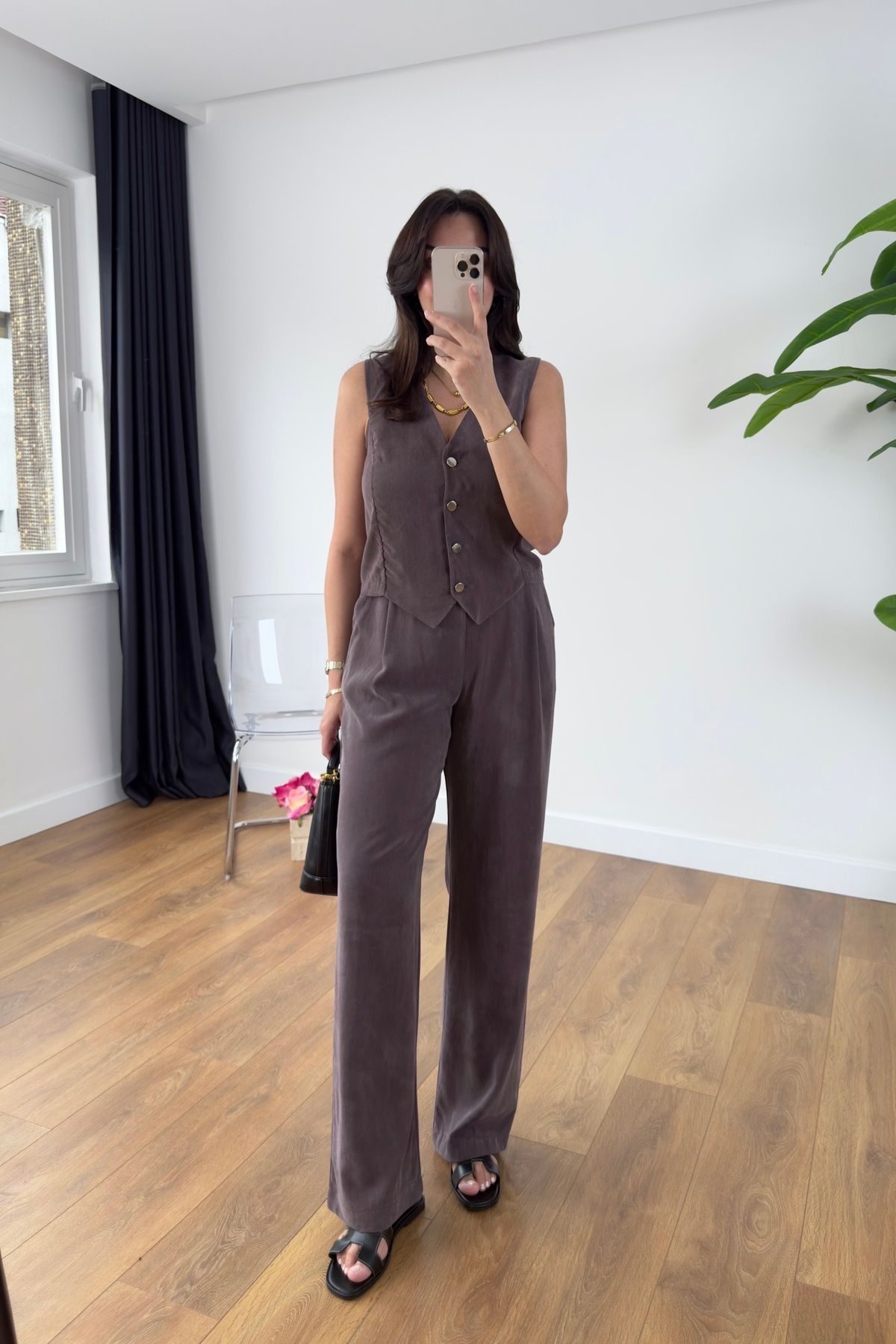 BİRCANÇİL MD Jensan Mürdüm Tensl Yelek Pantolon Takım