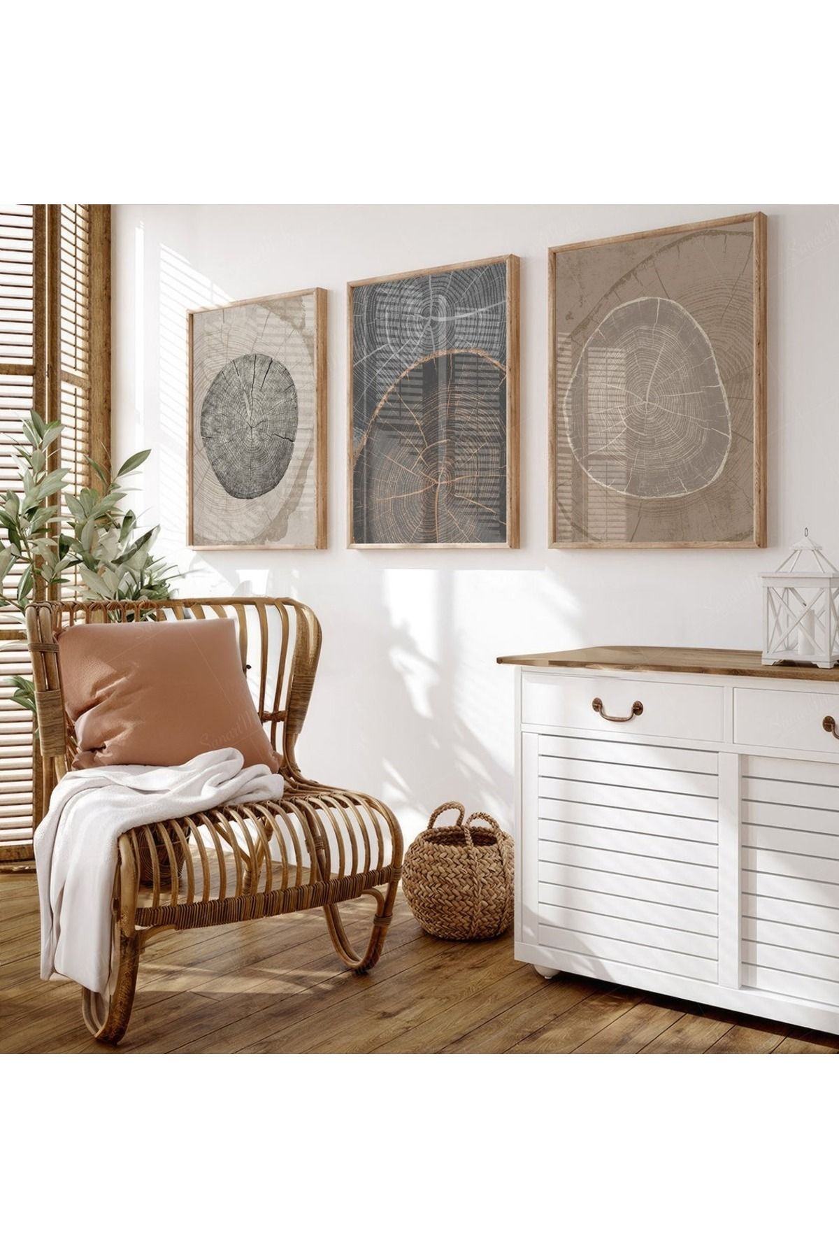 Dekorsiahome 3 Parça Ahşap Çerçeveli Oturma Odası Salon Mutfak Tablo Seti SET3281