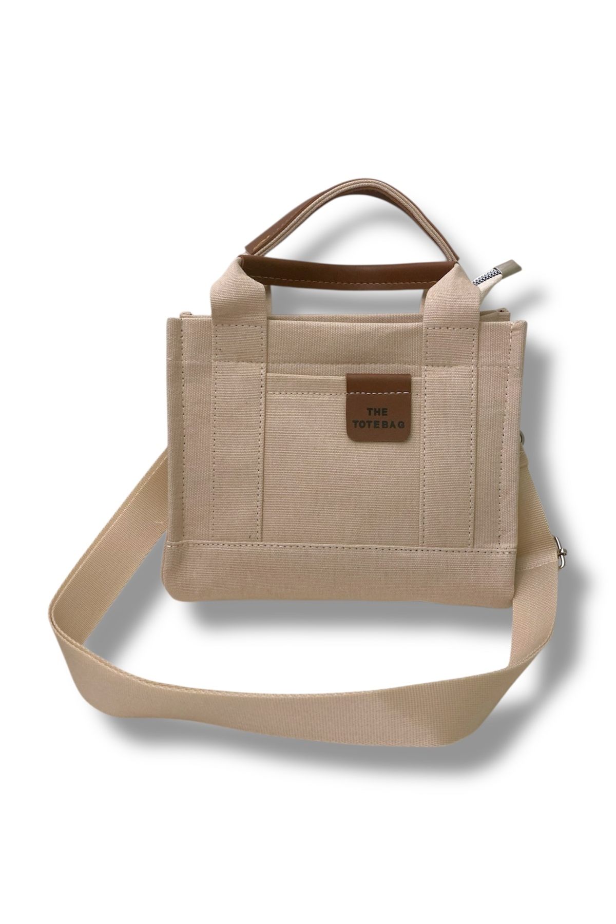Aksesuaria Kanvas Tote Bag Krem El ve Omuz Çantası