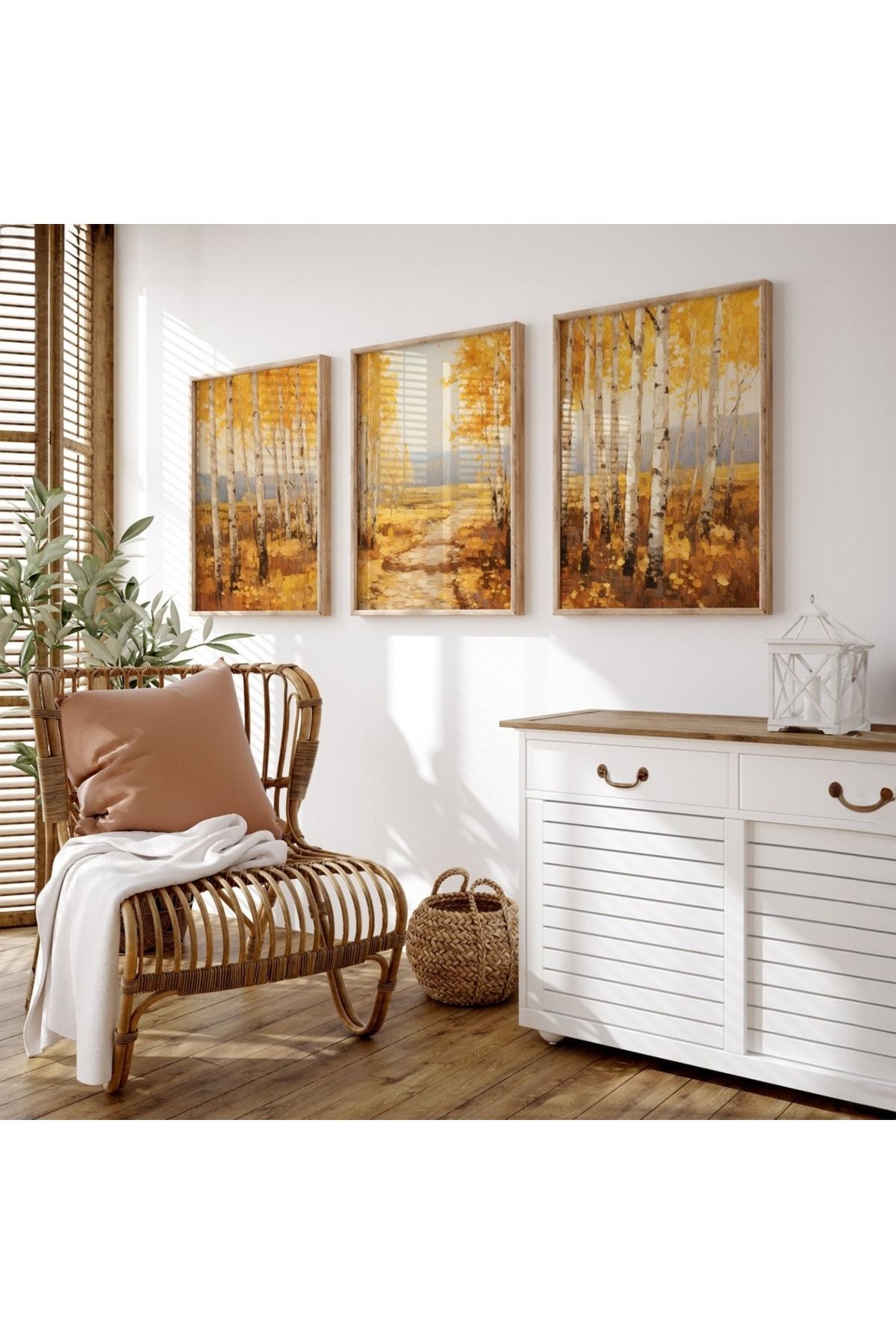 Dekorsiahome 3 Parça Ahşap Çerçeveli Oturma Odası Salon Mutfak Tablo Seti SET3274