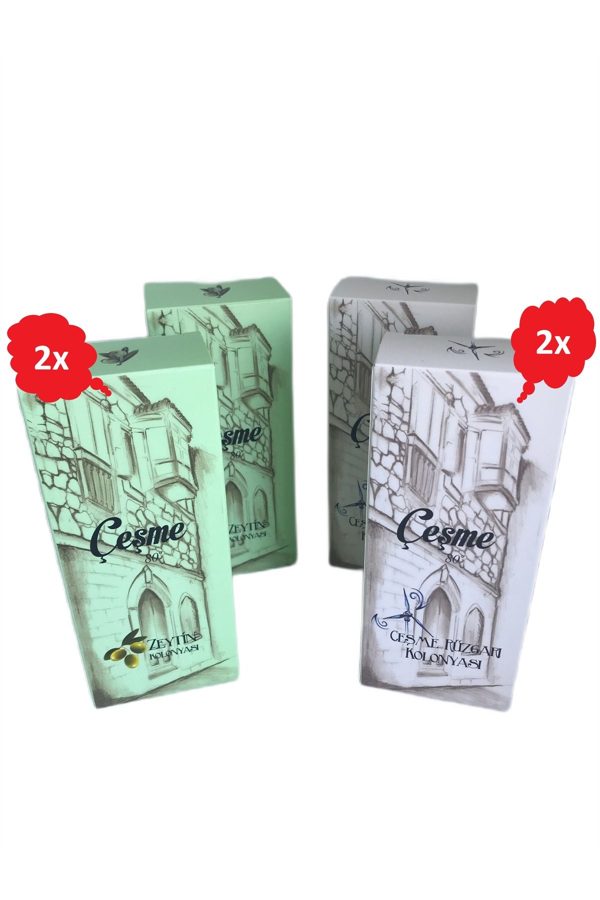 ÇEŞME ÇEŞME Kolonyası Zeytin - Çeşme Rüzgarı 4lü Set 80 Derece 250 ml