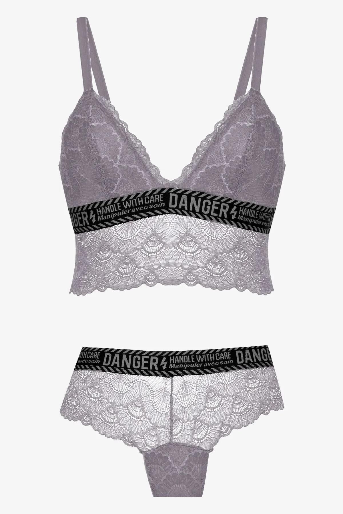 DoDe Flora Koza Danger Yazılı Süngerli Bralet Takım - 80227