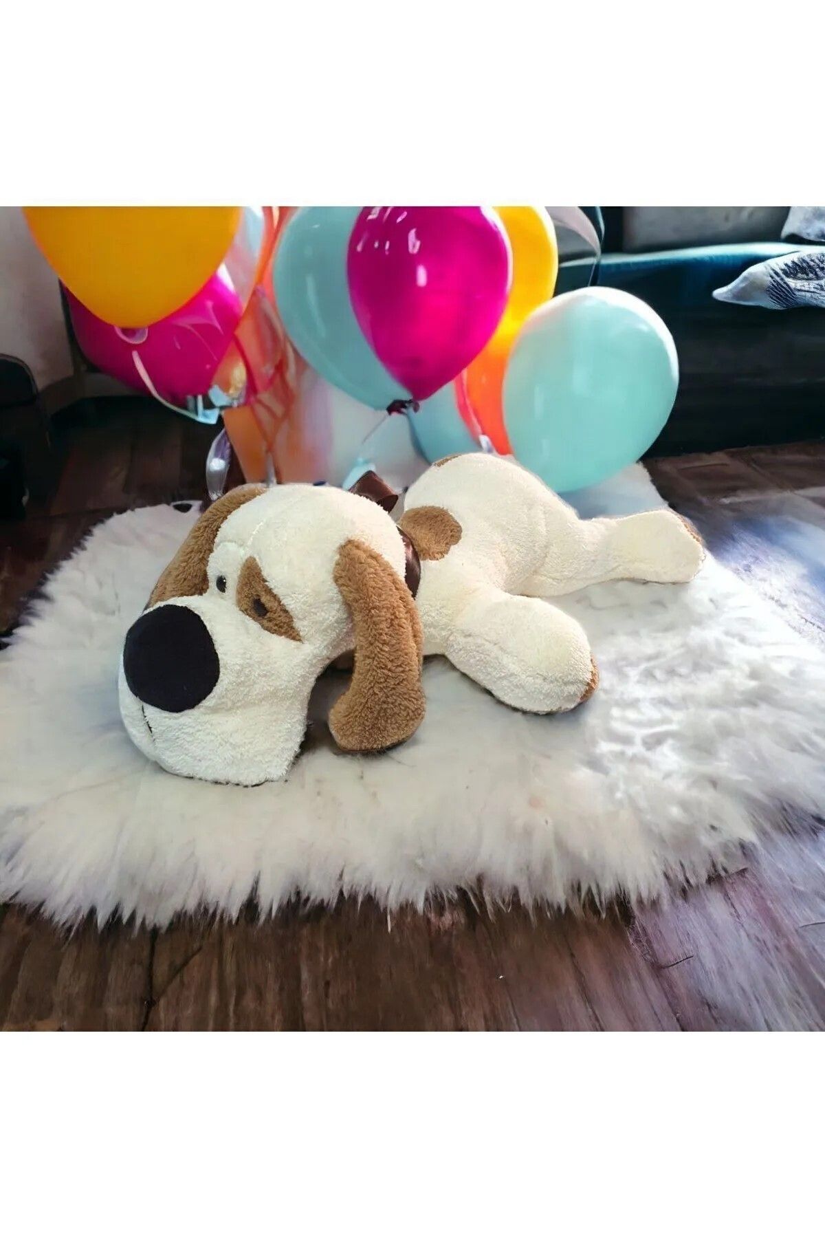 Mellito 75 Cm Yatan Sevimli Peluş Köpek Yastık & Uyku Arkadaşı & Oyuncak & Hediyelik