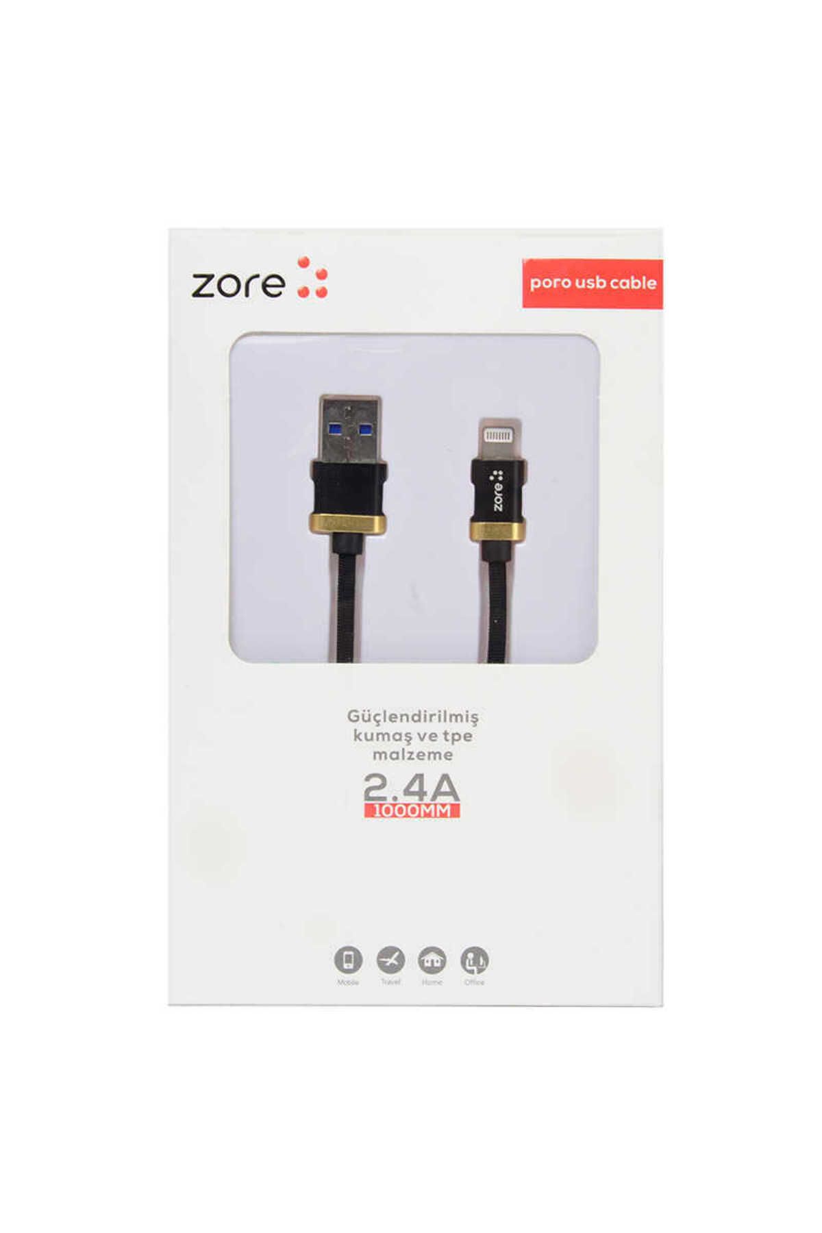 Goocamp Siyah Poro Lightning Usb Kablo 1M-GCMP