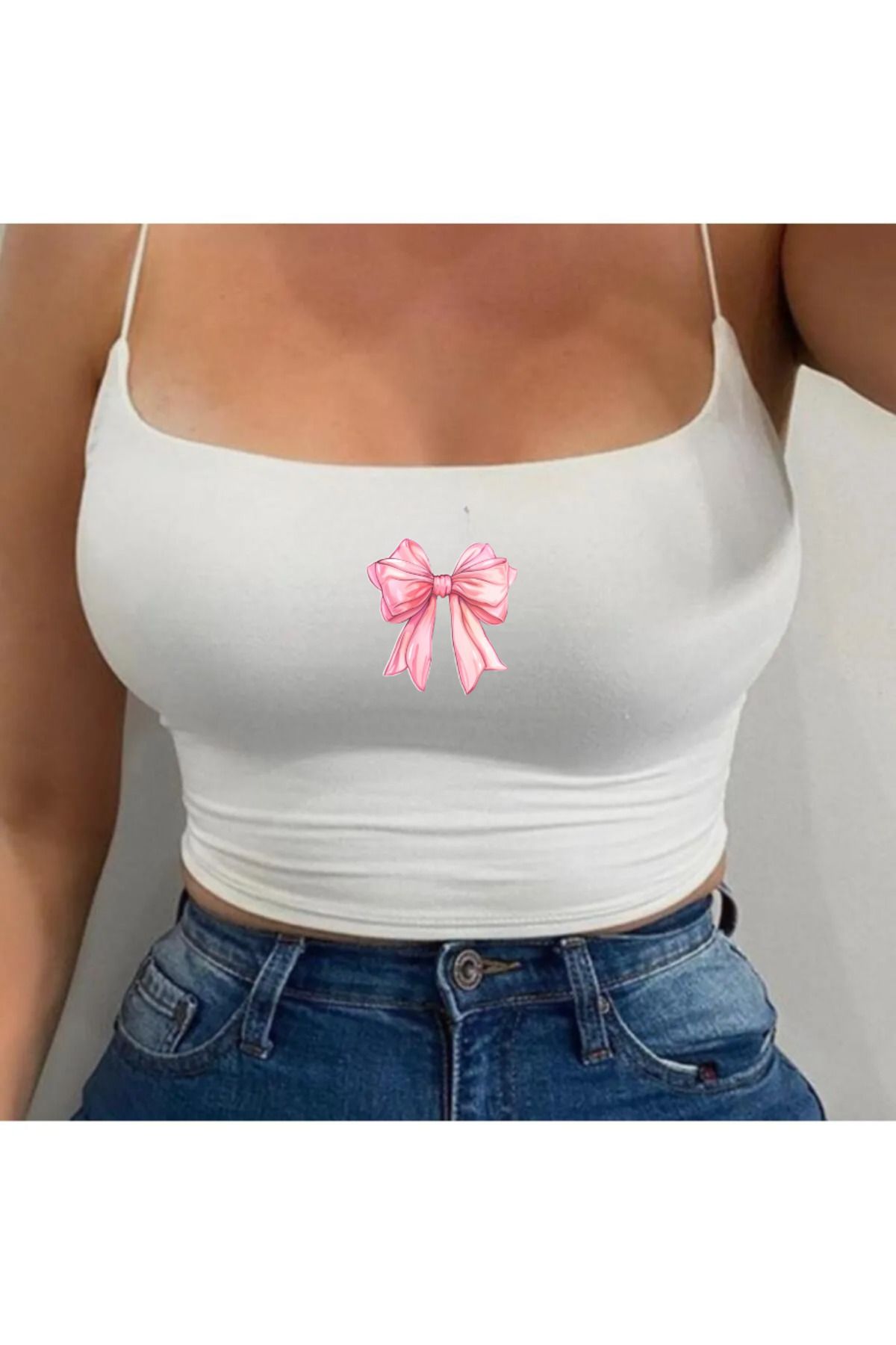 Touz Moda Pink Ribbon İp Askılı Büstiyer Crop