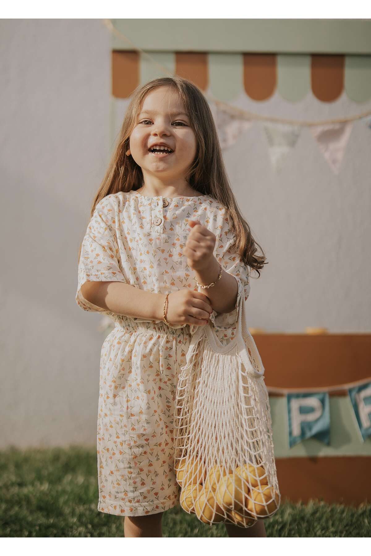 Kirazkids Lale Desenli %100 Pamuklu Yazlık Müslin Takım