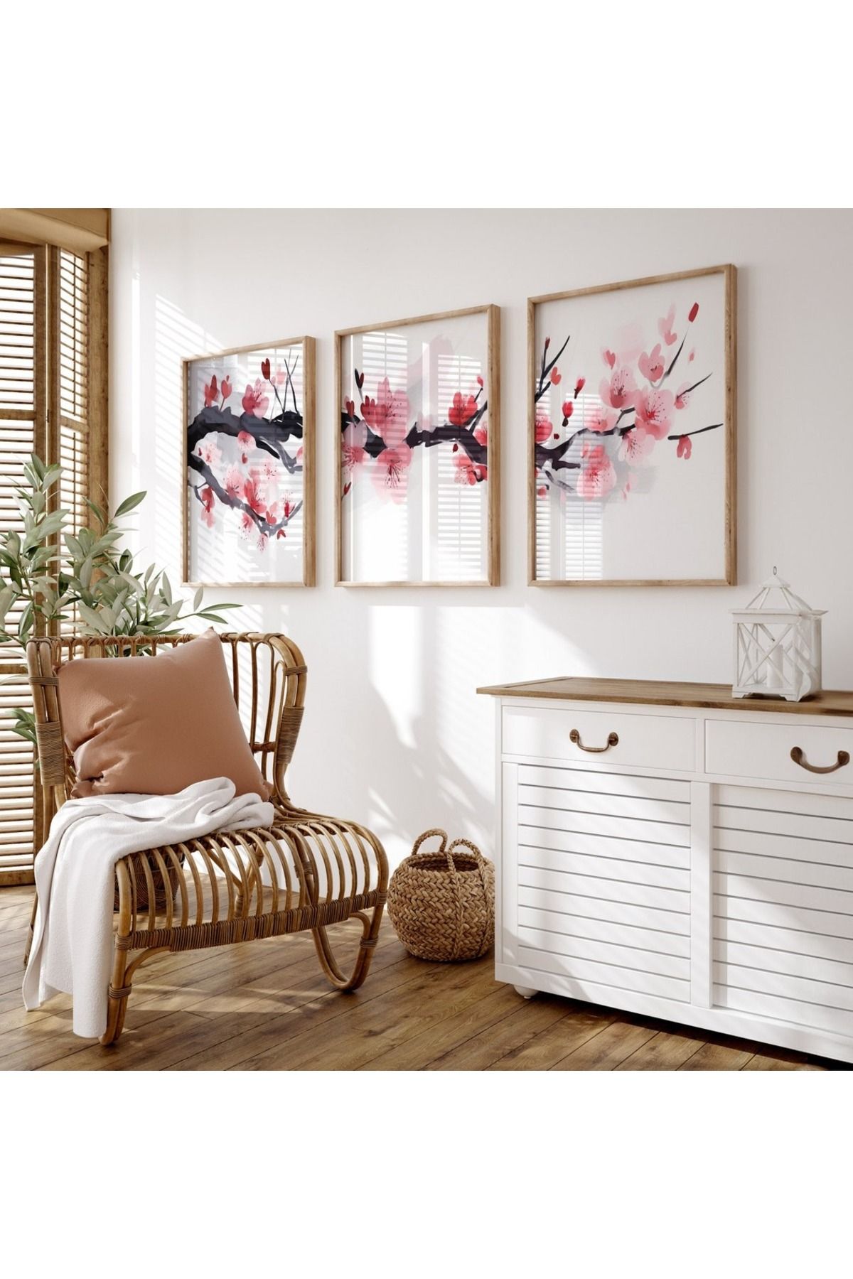 Dekorsiahome 3 Parça Ahşap Çerçeveli Oturma Odası Salon Mutfak Tablo Seti SET3273