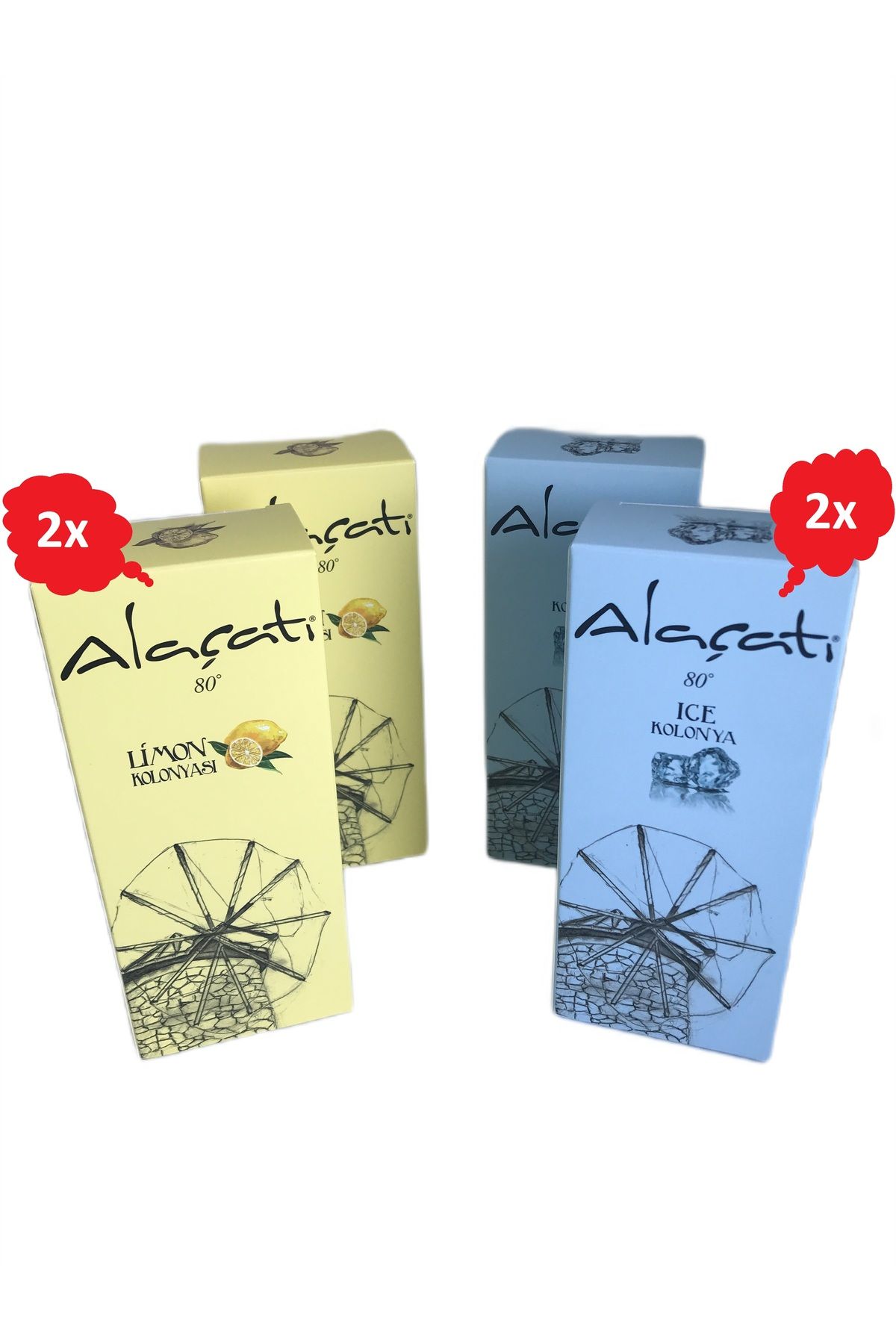 Alaçatı ALAÇATI Kolonyası Limon - Ice 4lü Set 80 Derece 250 ml