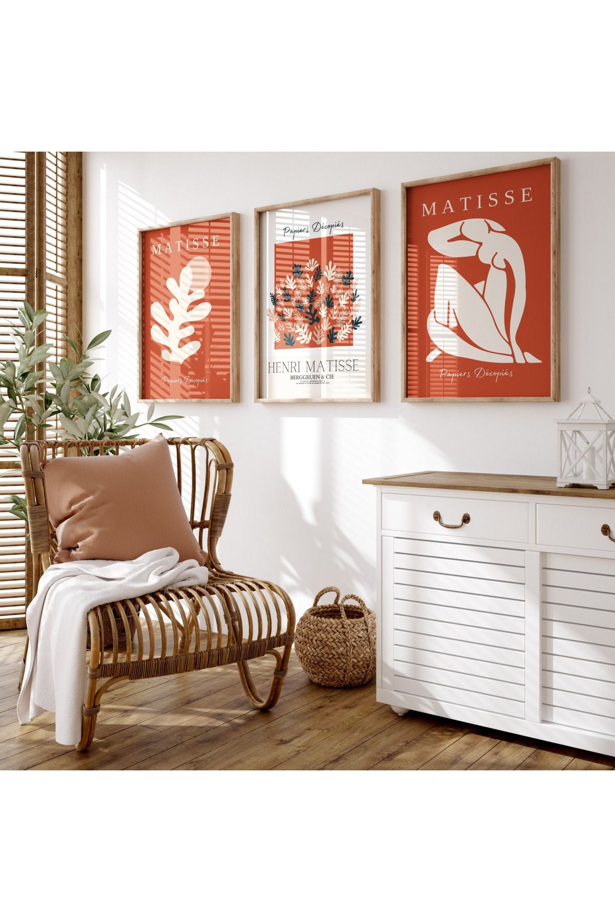Tuba Decor 3 Parça Ahşap Çerçeve Görünümlü MDF Poster Tablo Seti
