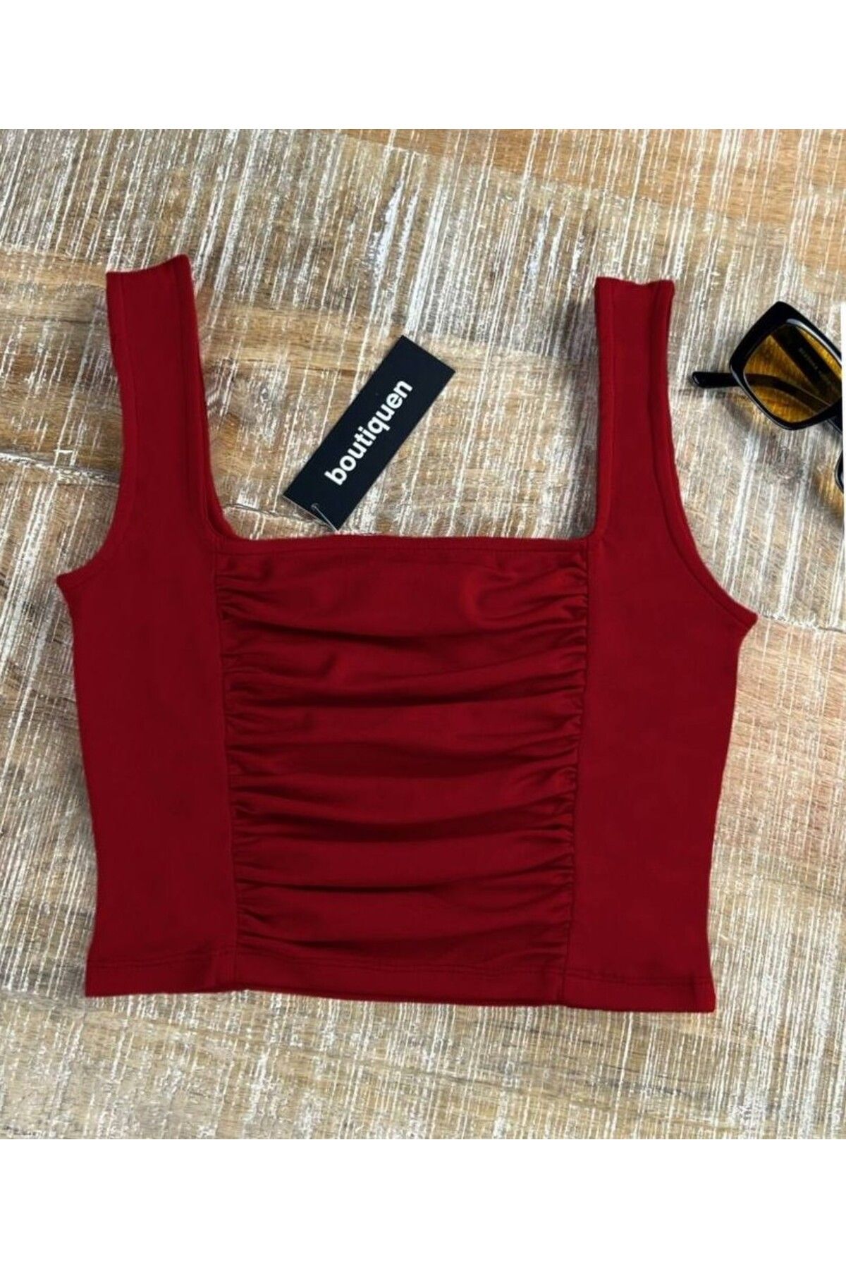 WOMEN WİBE DALGIÇ KUMAŞ BÜZGÜLÜ CROP