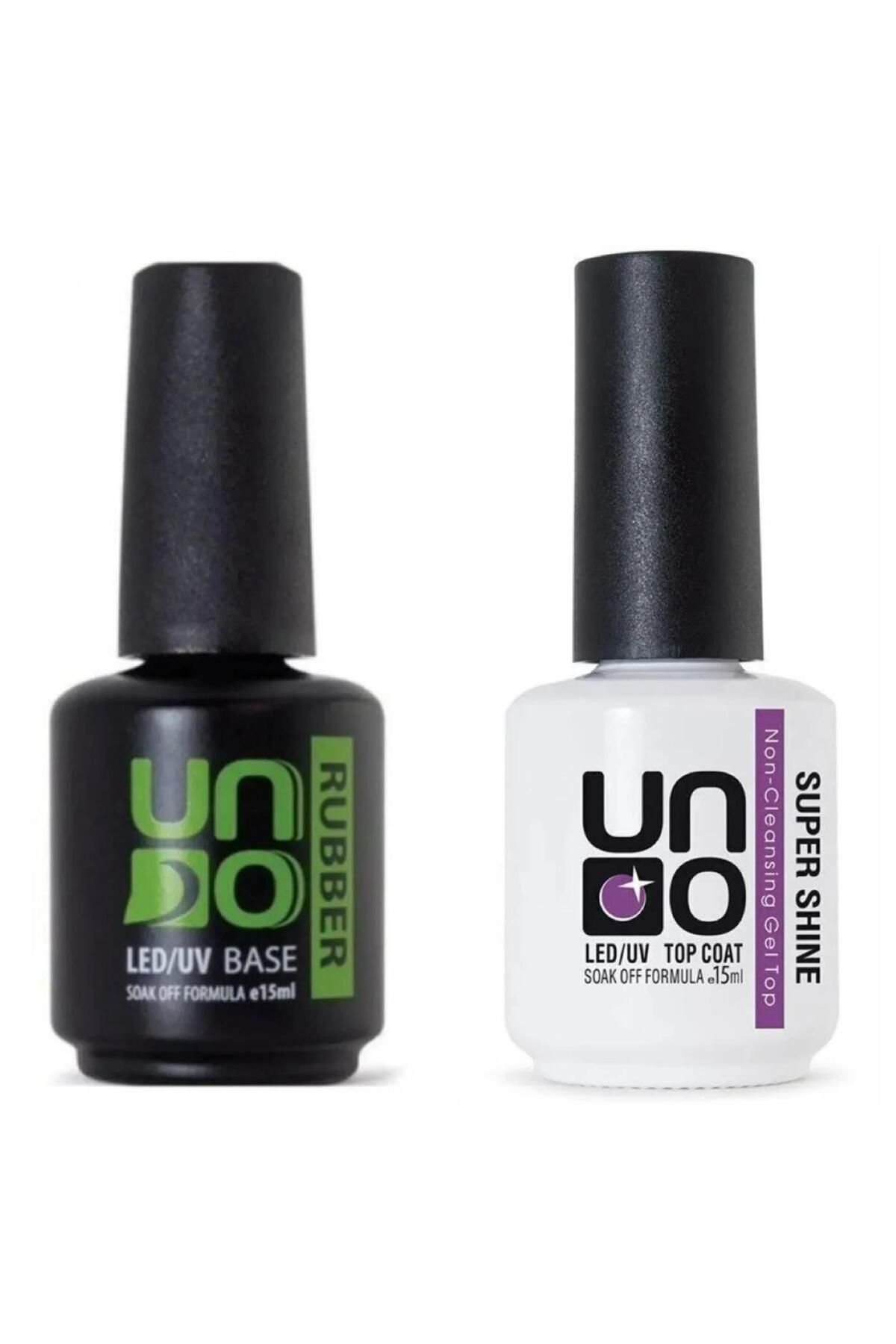 QNAİL PROFESSİONAL Uno Rubber Base Coat 15 ml+ Uno Top Coat 15 ml Super Shıne 2'Lİ SET