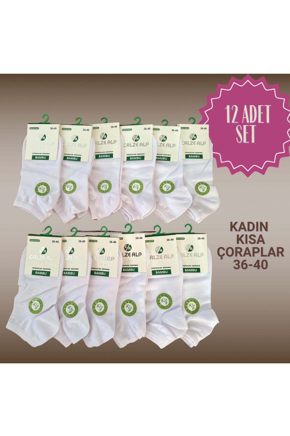 Calzealp BAMBU BEYAZ KADIN ÇORABI 12 Lİ 36-40