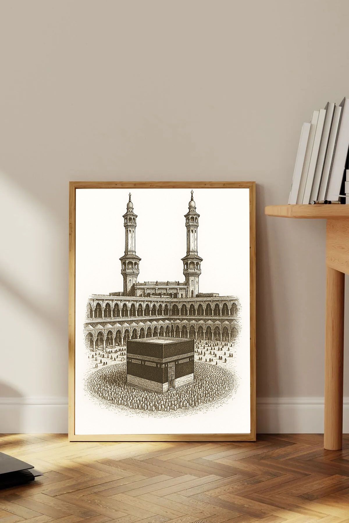 Dekorsiahome Tek Parça Ahşap Çerçeveli Kabe Tablosu No3