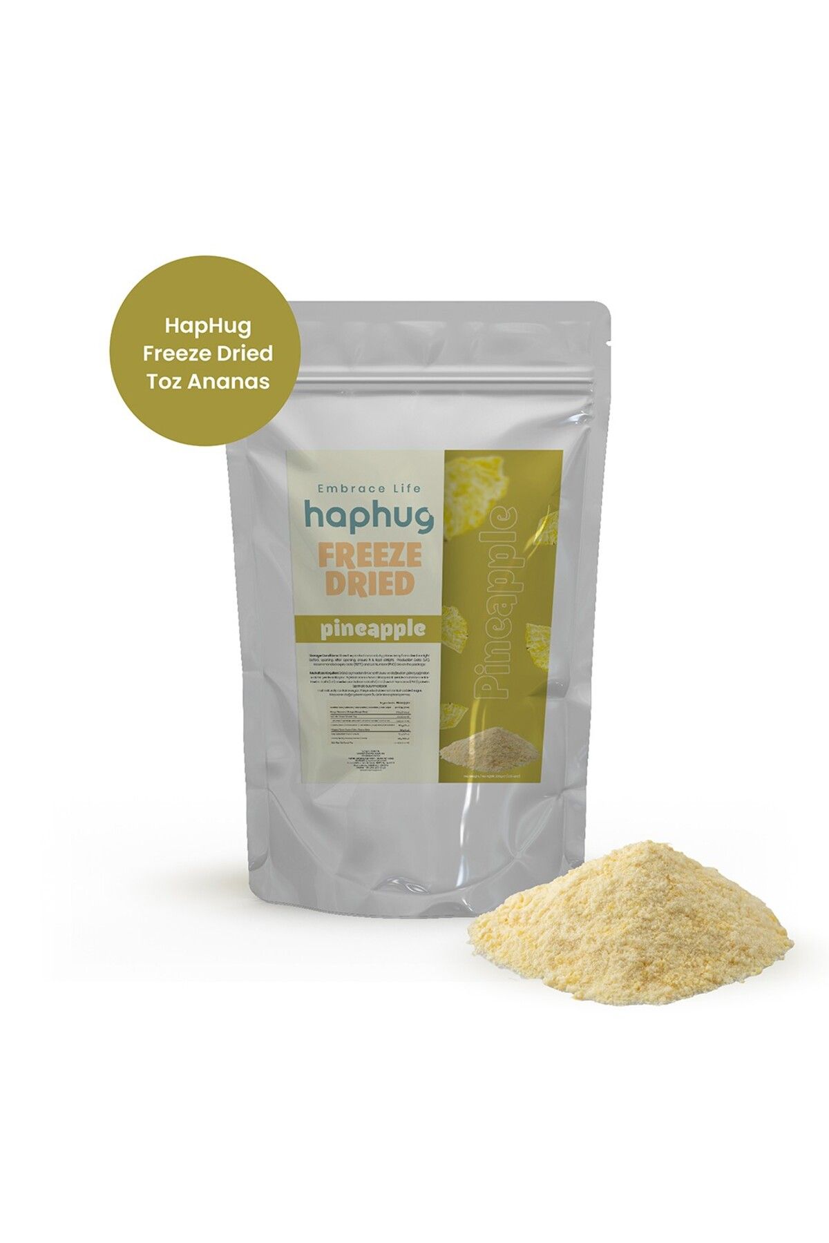 HapHug Freeze Dried Toz Ananas - 200 gr Toptan Paket