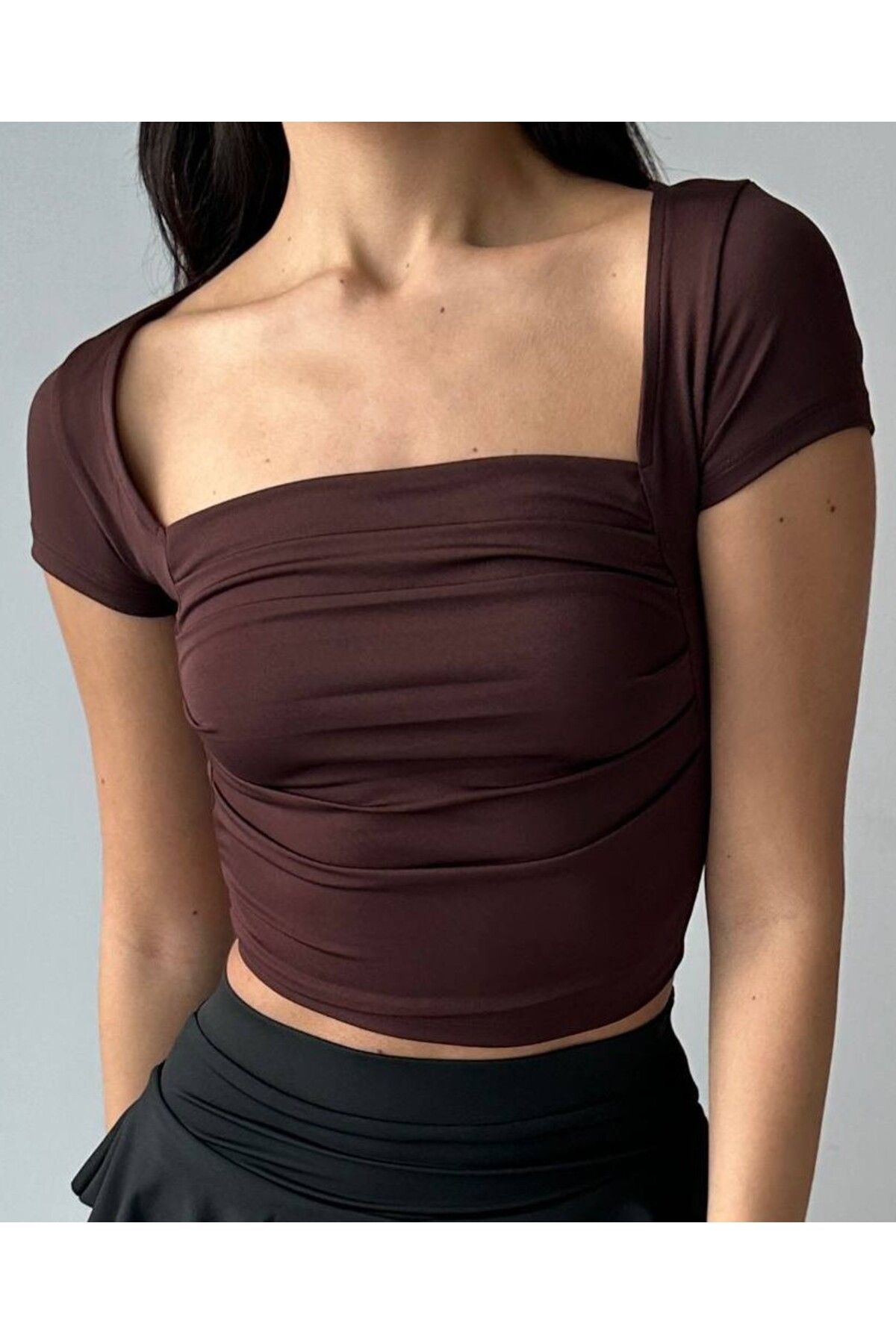 WOMEN WİBE DALGIÇ KUMAŞ BÜZGÜLÜ CROP BADİ