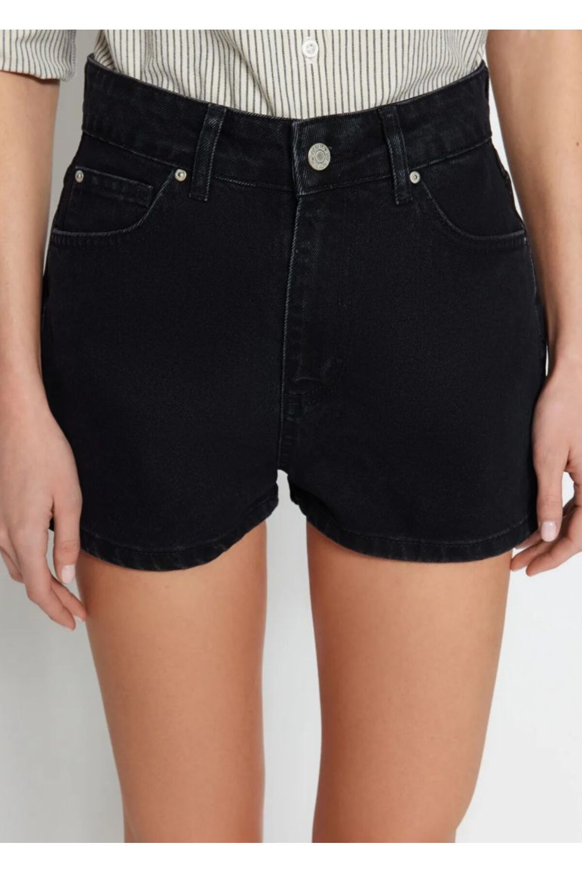 KARACAN COMPANY Kadın Yüksek Bel Mini Denim Şort