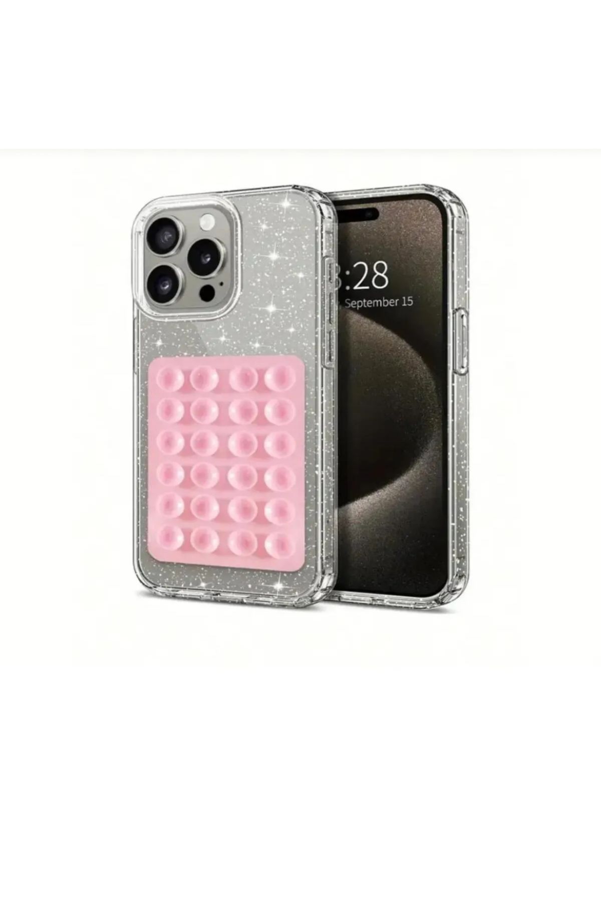 Buççin Pembe Telefon Arkası Tutucu Dayanıklı Yapışkanlı