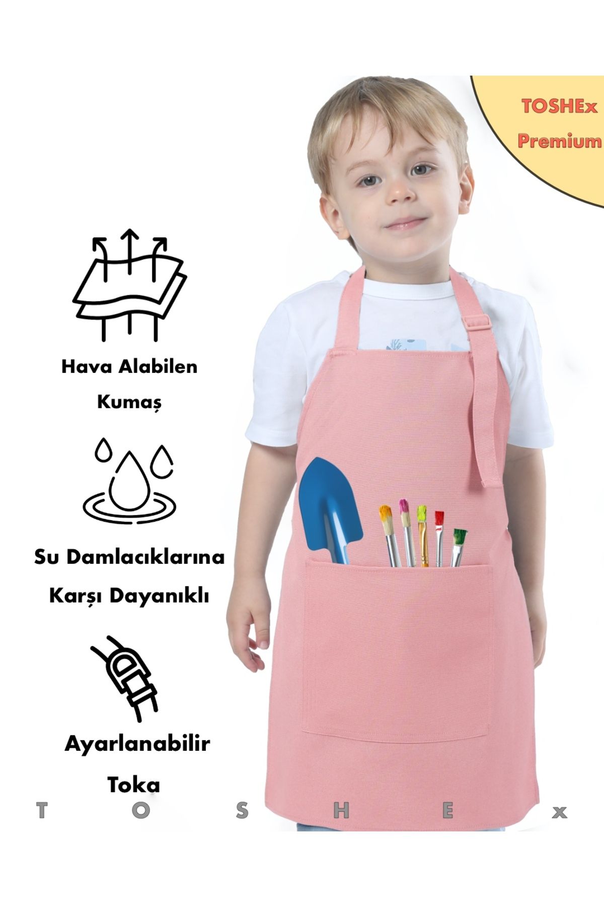 TOSHEX Çocuk Mutfak Önlüğü, Suya Dayanıklı Etkinlik Önlüğü 6-12 yaş Aktivite Önlüğü Pembe