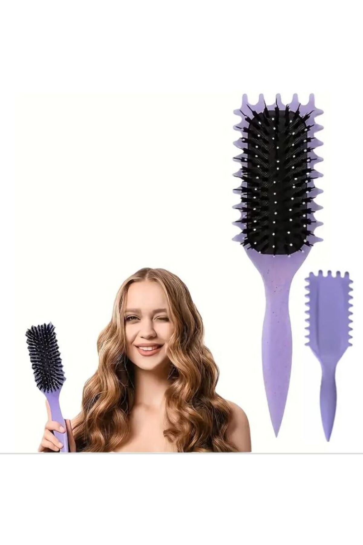 SİHİRLİ BUKLE TARAĞI - BUKLE BELİRGİNLEŞTİRİCİ TARAK- KIVIRCIK SAÇ FIRÇASI- MÜKEMMEL BUKLELER - MOR