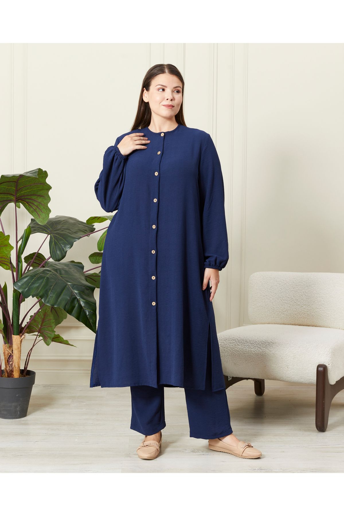Ferace-Σετ 2 τεμαχίων λινό Plus Size Ayrobin - Γυναικείο 5
