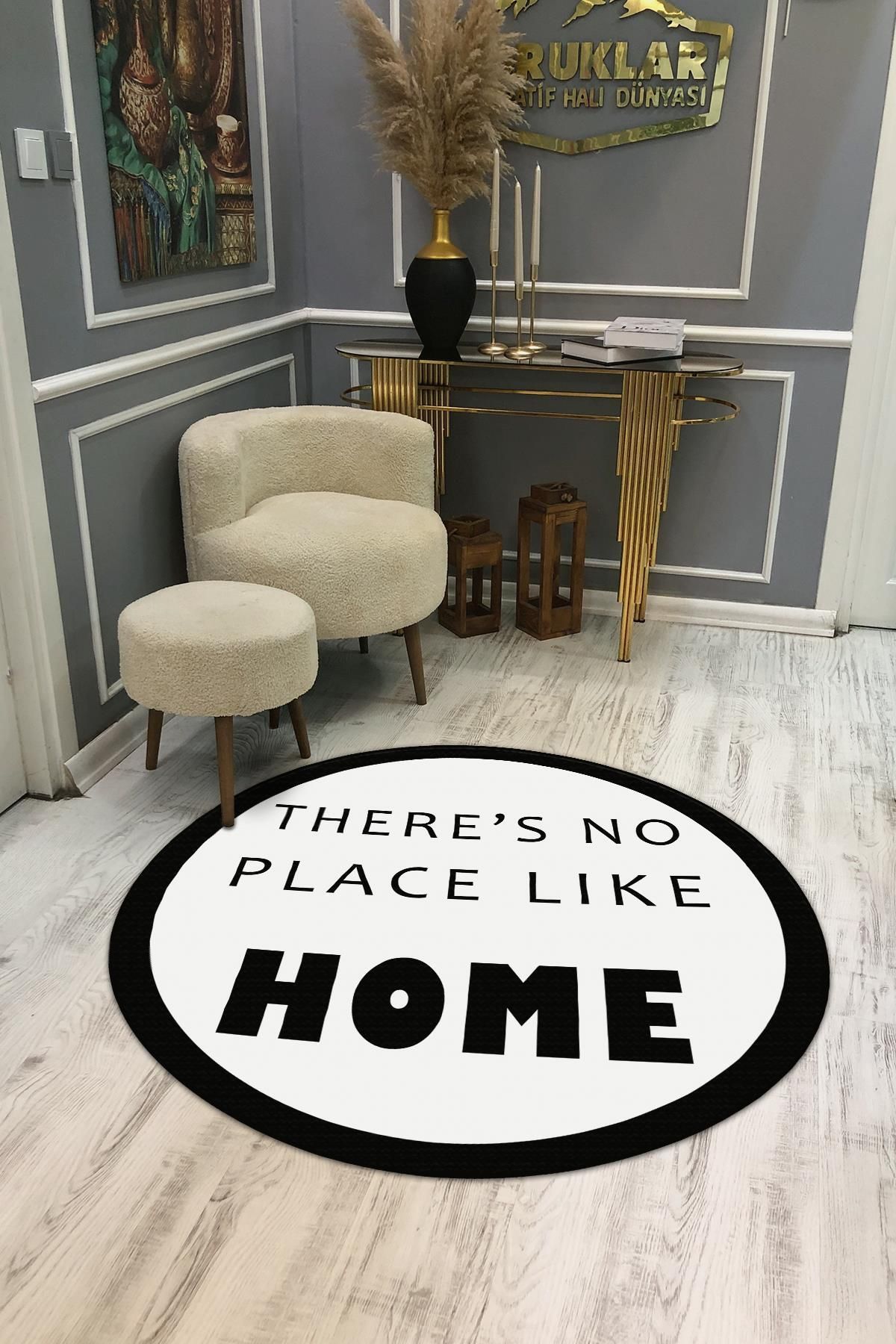Doruklar Home Collection Kaymaz Taban Yıkanabilir Dijital Baskı Dekoratif Modern Desenli Dot Taban Halı