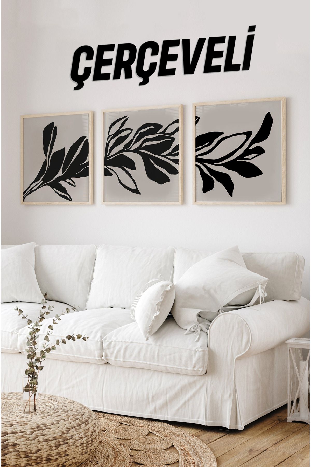 kutuTR Ahşap Çerçeveli Mdf Kare Tablo Seti Salon Ve Oturma Odası Için KR4016