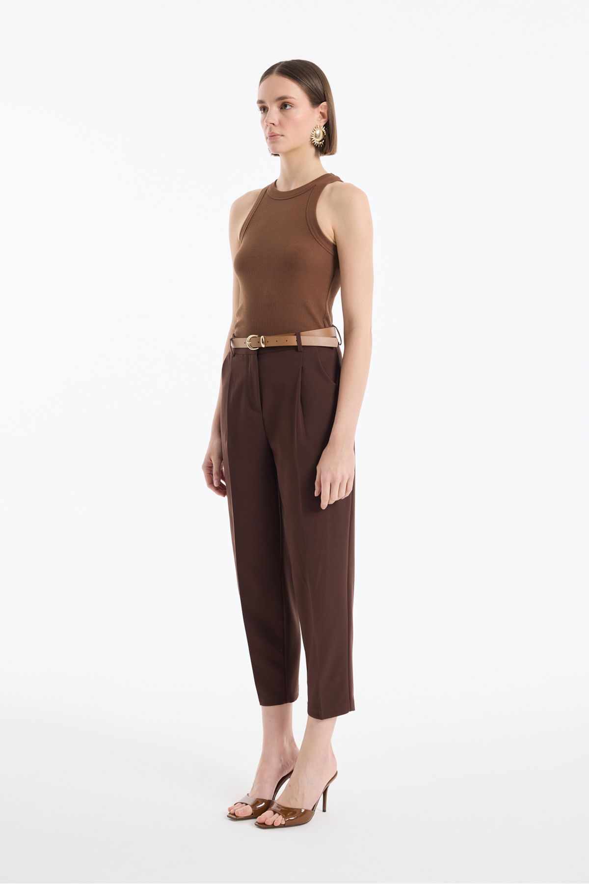 Quzu-Brown Belt Accessory Trousers with Trousers 3