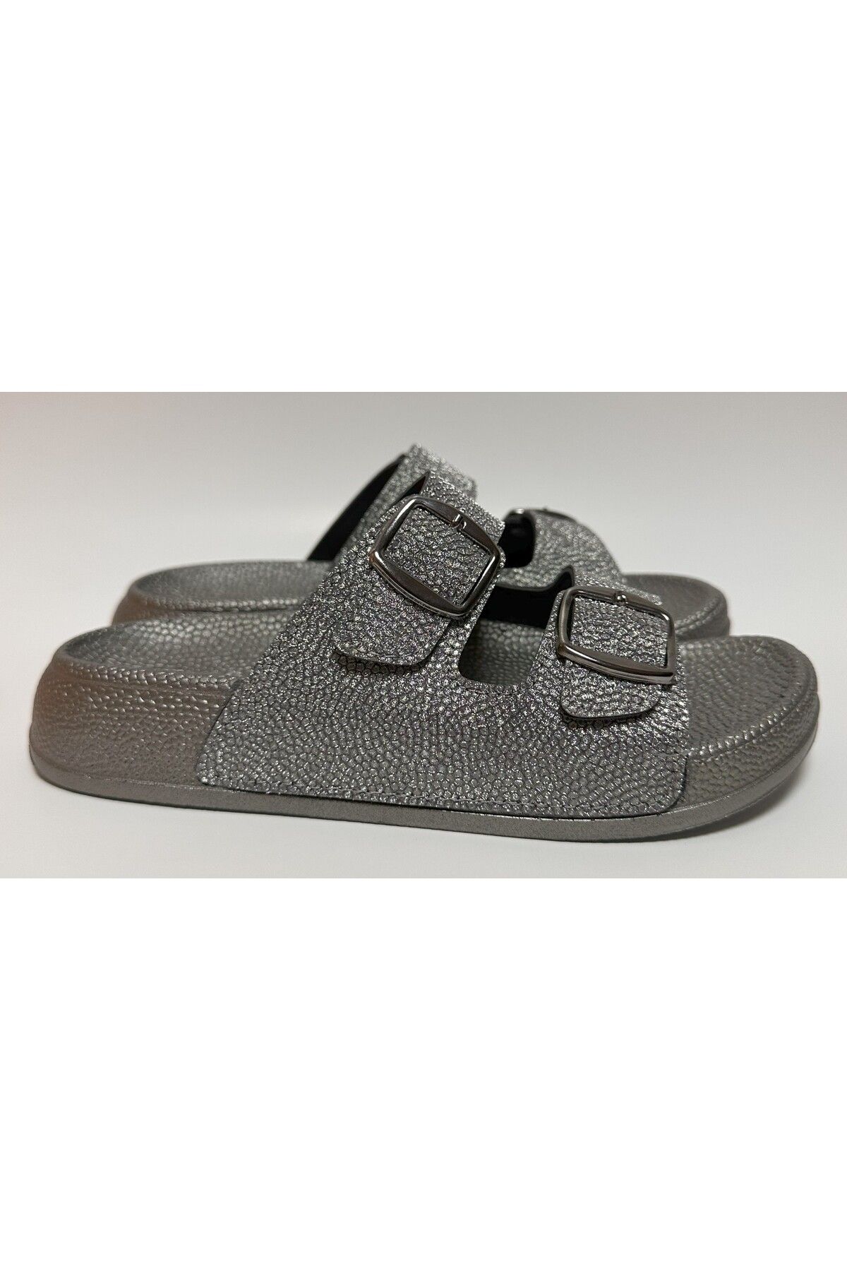 Pienn-Glitter Adjustable Double Buckle Elastic Anatomic Sole Women's Home and Street Slippers 6