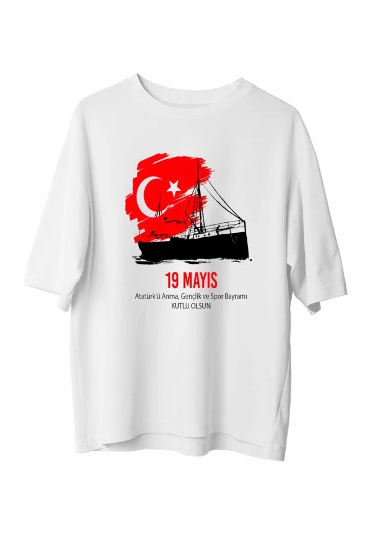 Silerra 19 Mayıs 20/1 Unisex Baskılı T-shirt - Beyaz