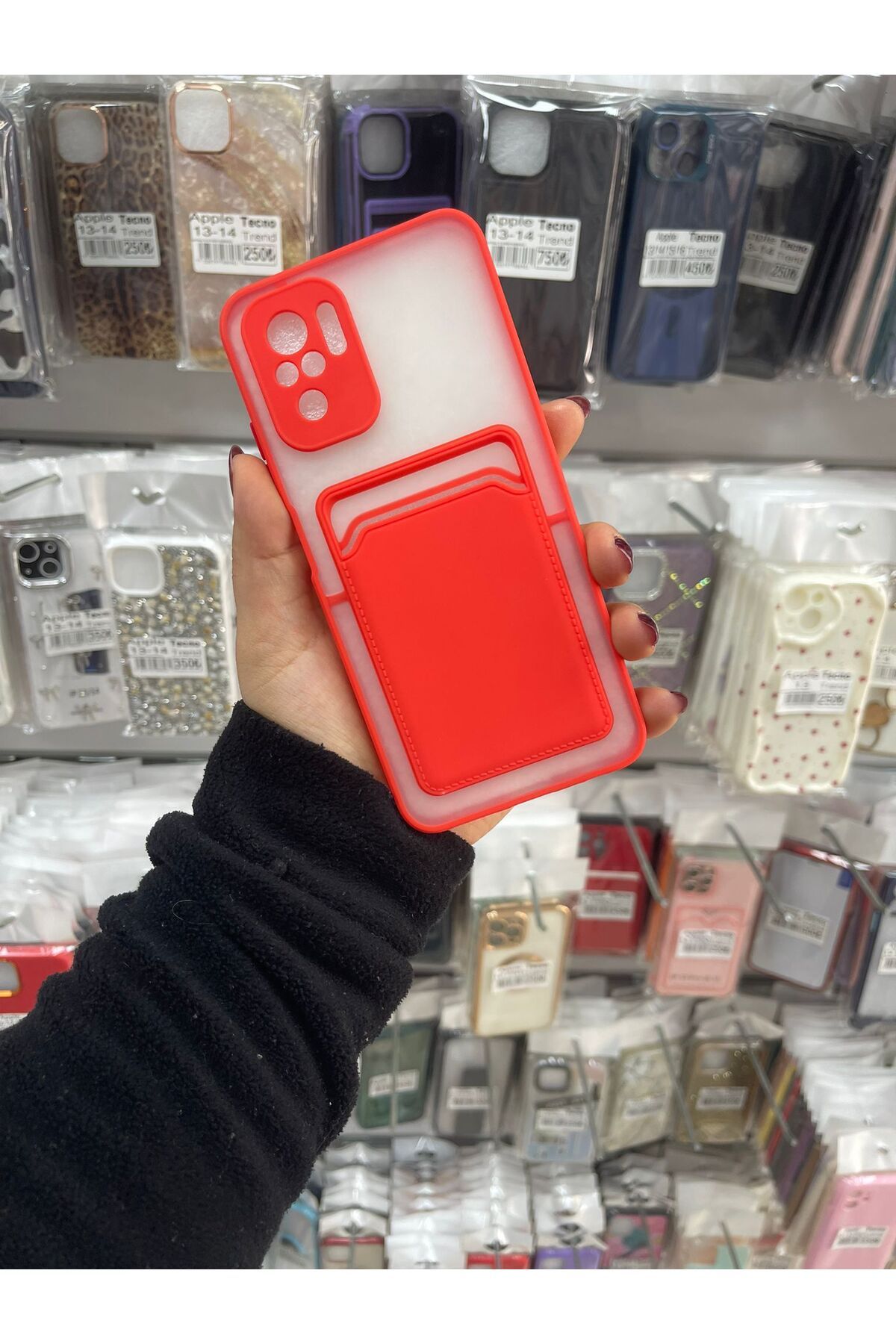 TECNOTREND Redmi Note 10/10s Uyumlu kartlıklı dikişli silikon kılıf