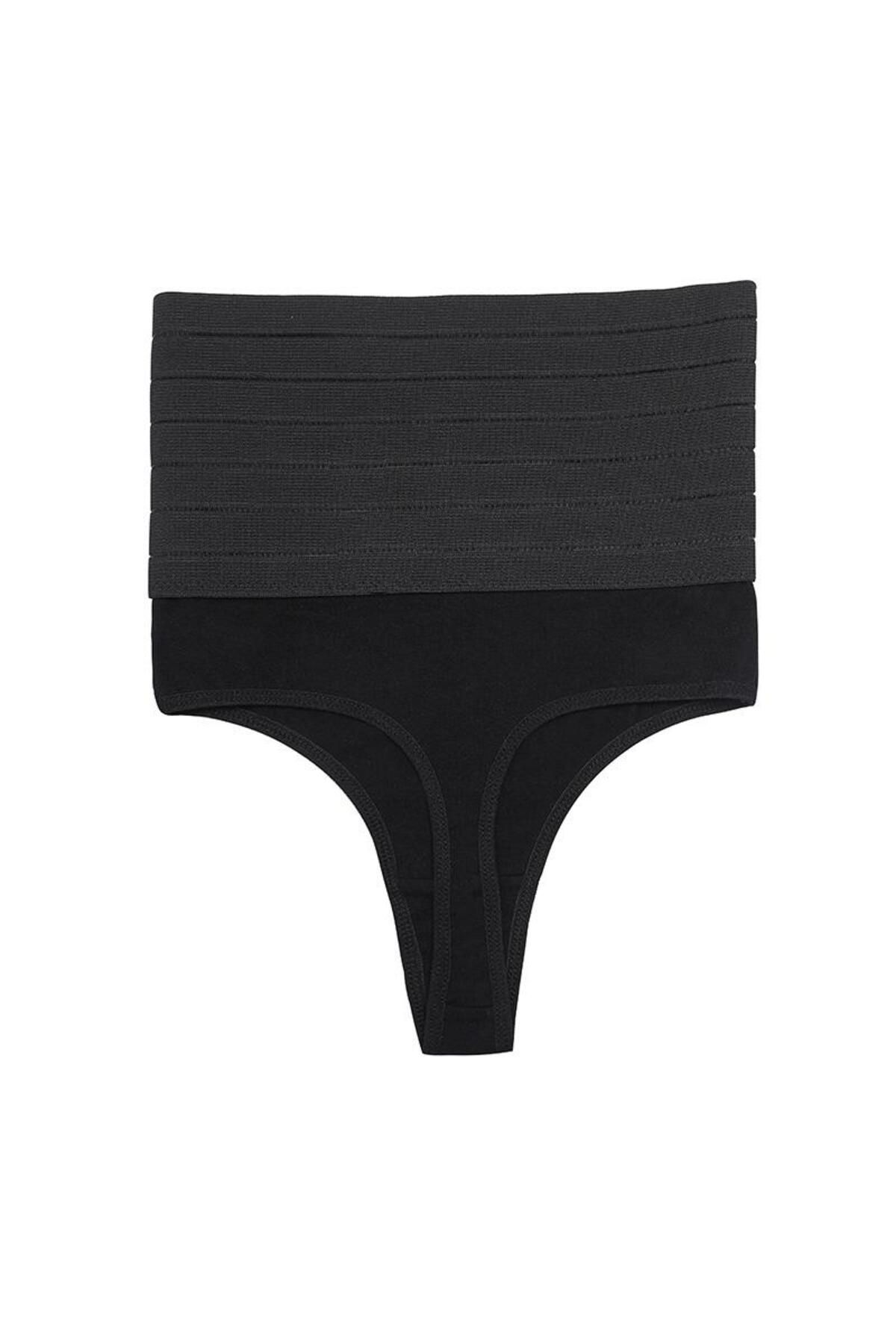 MİSTİRİK-Model Flerna - Chiloți șir negru cu talie elastică, burtă aplatizată, corset 4
