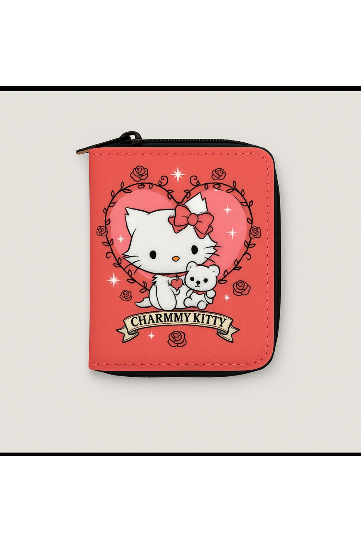 facnspt Charmmy Hello Kitty Cüzdan – Fermuarlı, Sevimli Karikatür Tasarım Kadın Cüzdanı