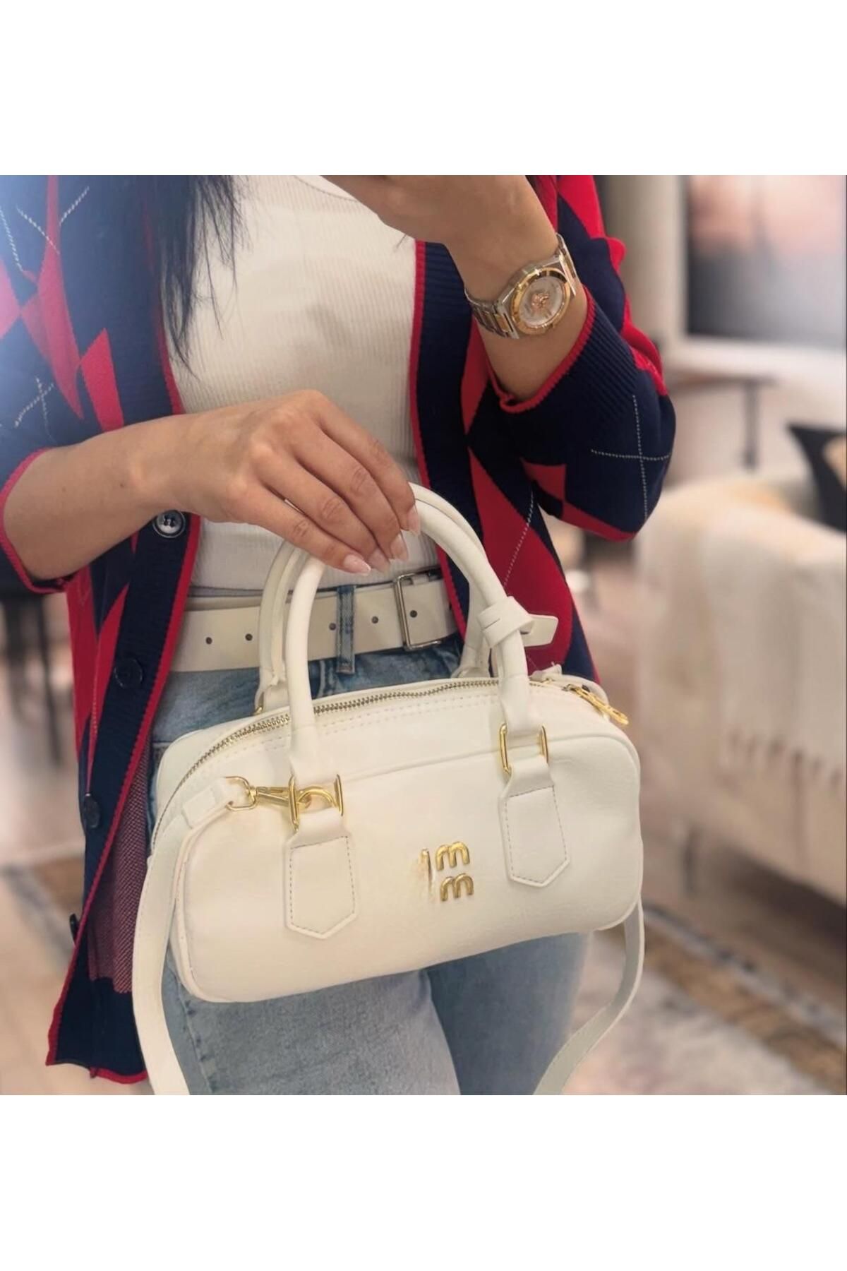 BYSELMA krem uzun askılı trend omuz çantası çapraz çanta