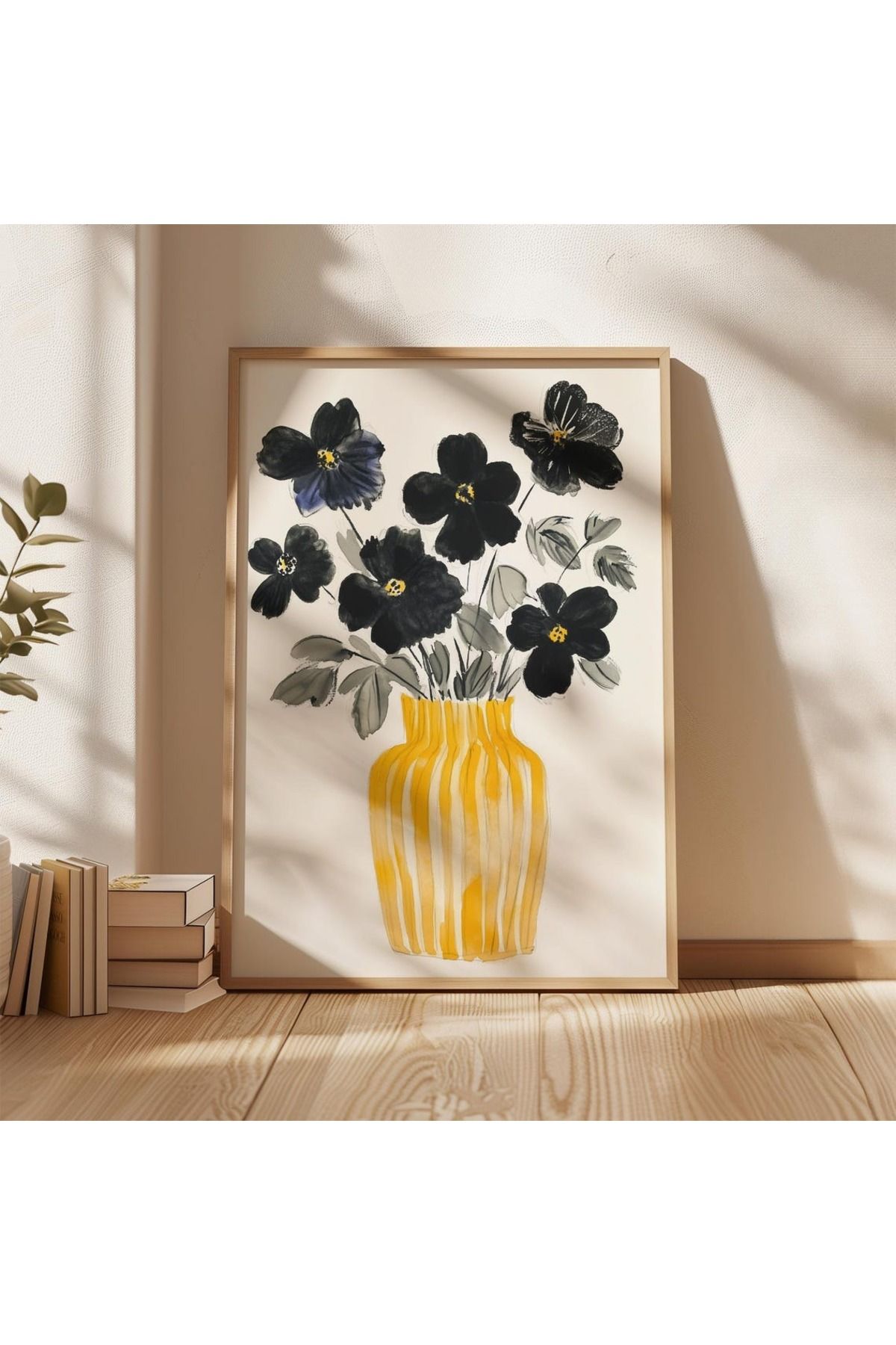 Dekorsiahome Tek Parça Ahşap Çerçeveli Oturma Odası Salon Mutfak Tablo TK0464
