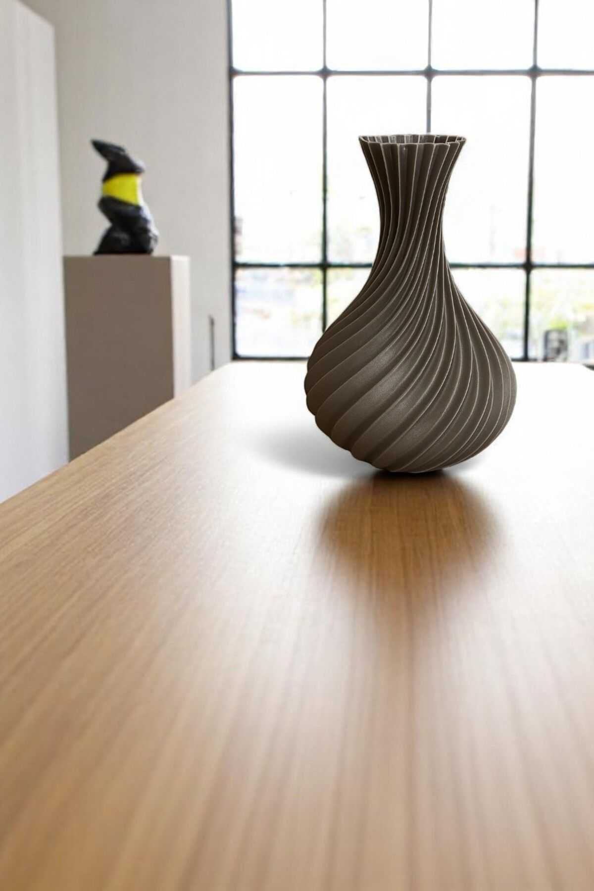 Meys Gümüş Modern Spiral Dekoratif Vazo