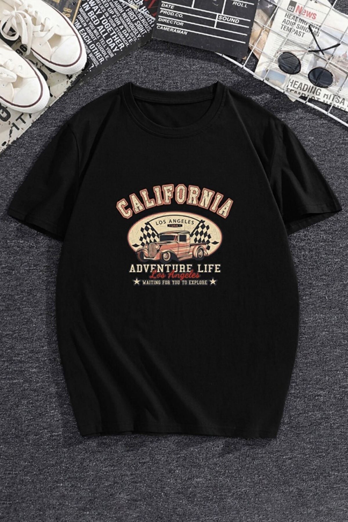 ELNOYA modal nefes alabilir casual tasarım California Baskılı Tshirt