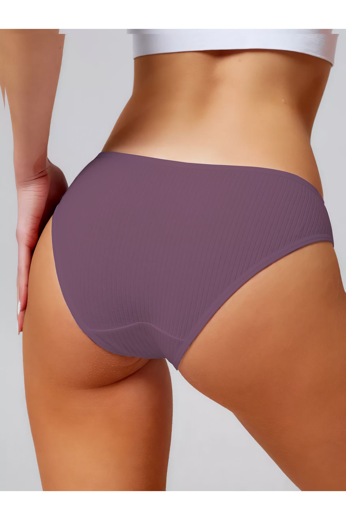 MİSTİRİK-Taranto Model Flexible Soft Fabric Ribbed Panties Purple Color 2