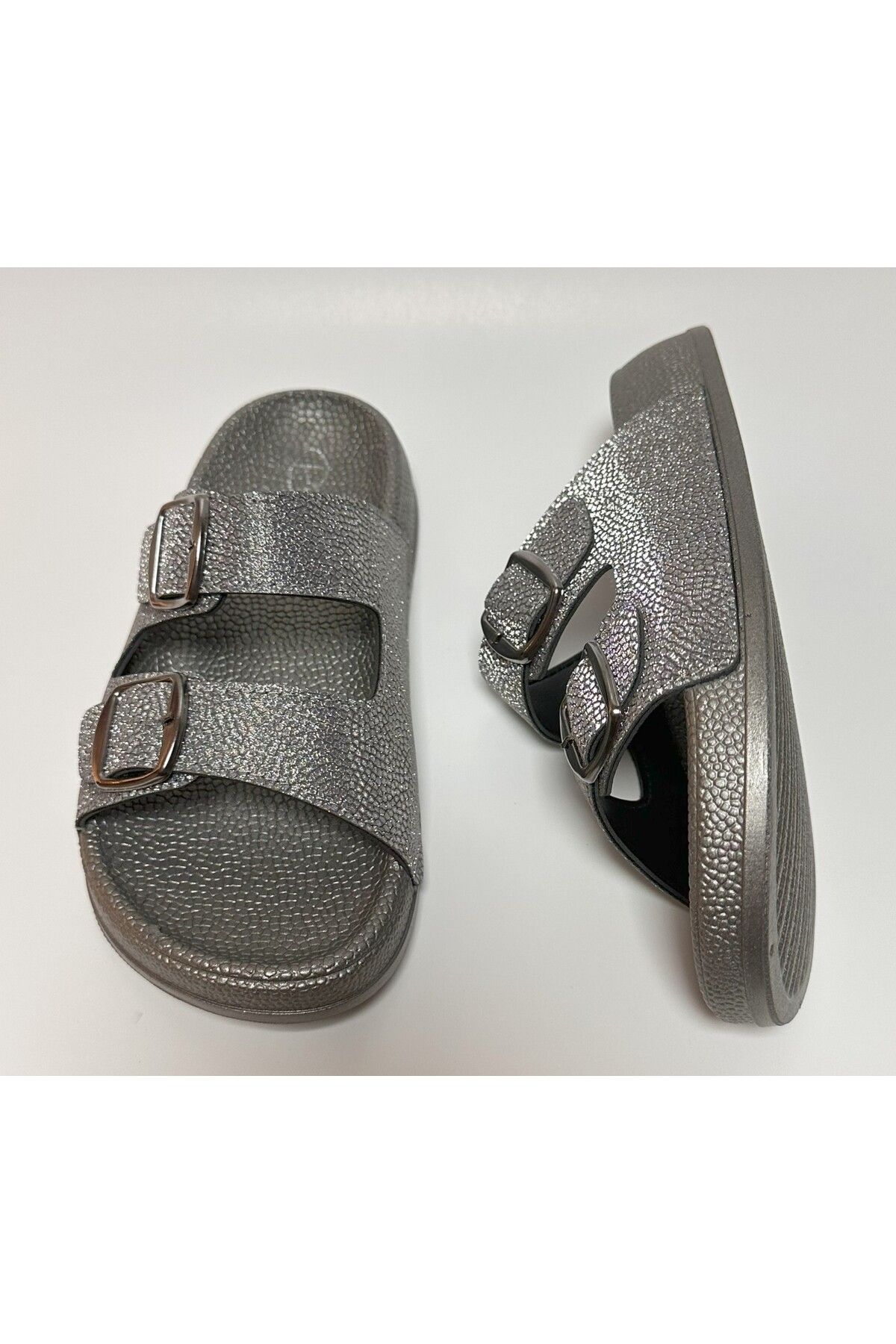 Pienn-Glitter Adjustable Double Buckle Elastic Anatomic Sole Women's Home and Street Slippers 5