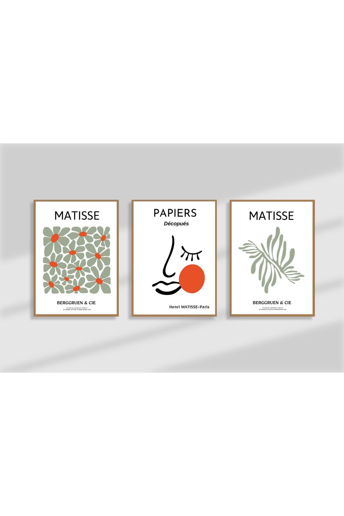 Tuba Decor 3 Parça Ahşap Çerçeve Görünümlü MDF Poster Tablo Seti