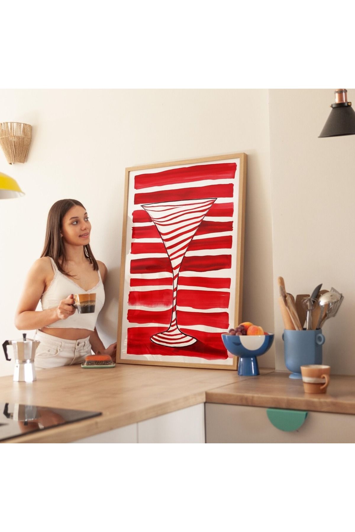 Dekorsiahome Tek Parça Ahşap Çerçeveli Oturma Odası Salon Mutfak Tablo TK0481