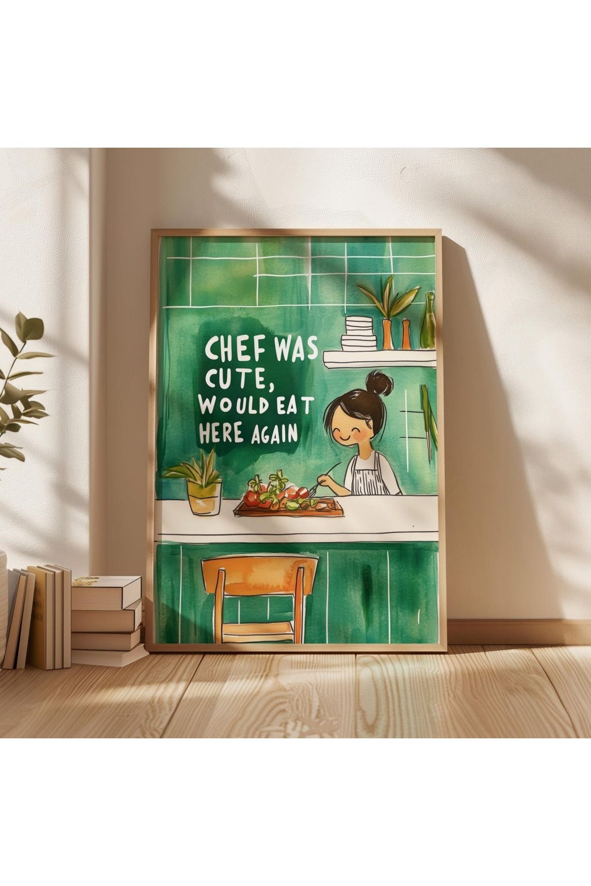 Dekorsiahome Tek Parça Ahşap Çerçeveli Oturma Odası Salon Mutfak Tablo TK0453