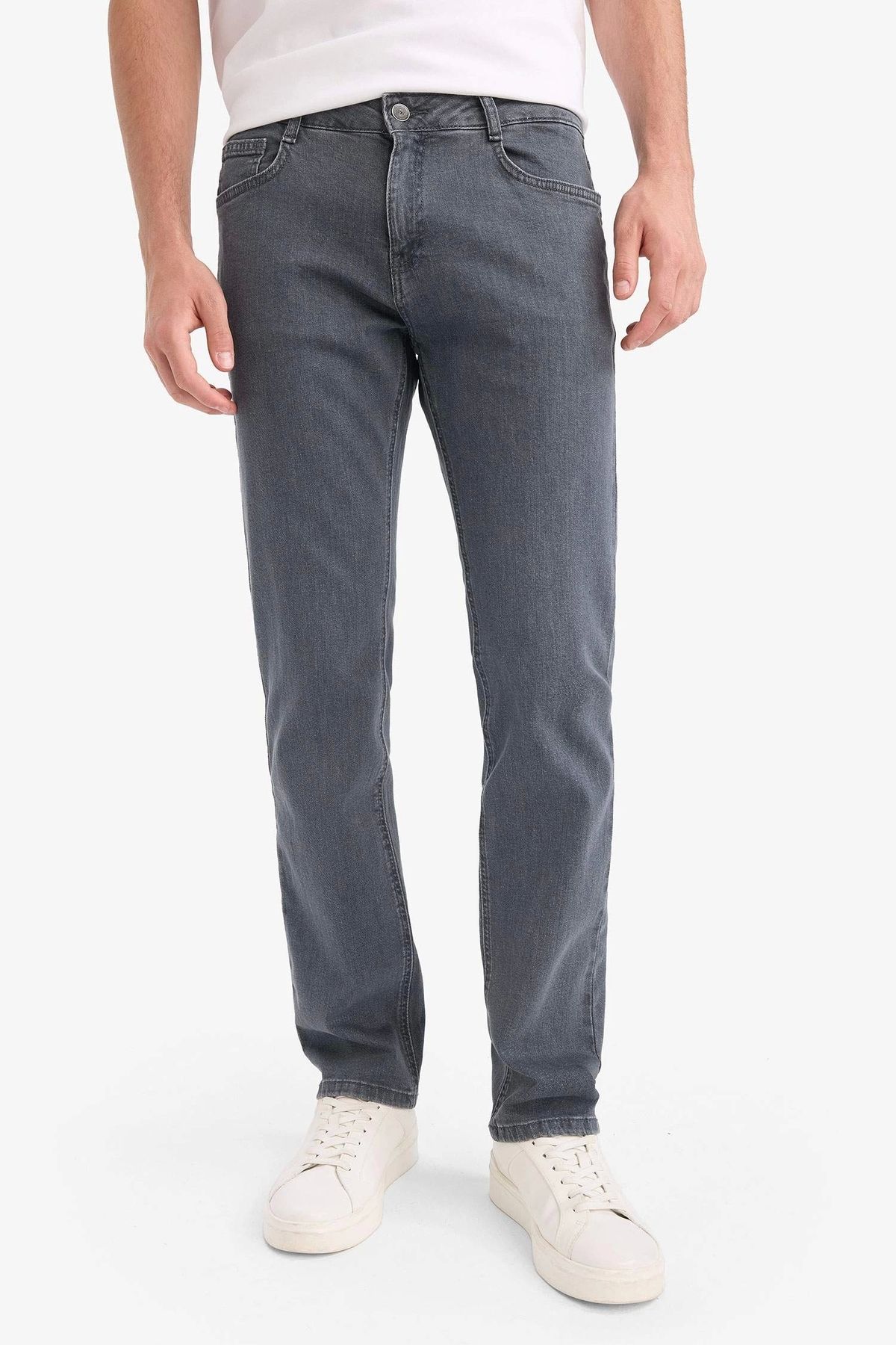 DeFacto E7266 Gri Sergio Regular Fit Normal Kalıp Normal Bel Boru Paça Jean Pantolon