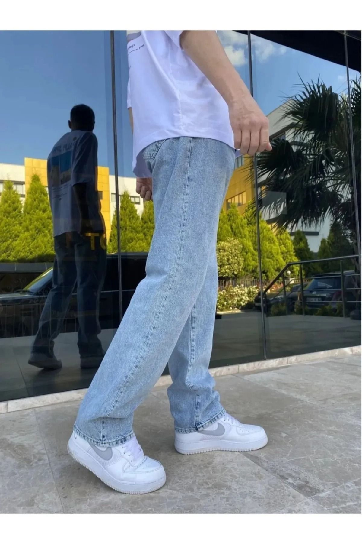 G Wear Basic Buz Mavi Erkek Baggy Jeans