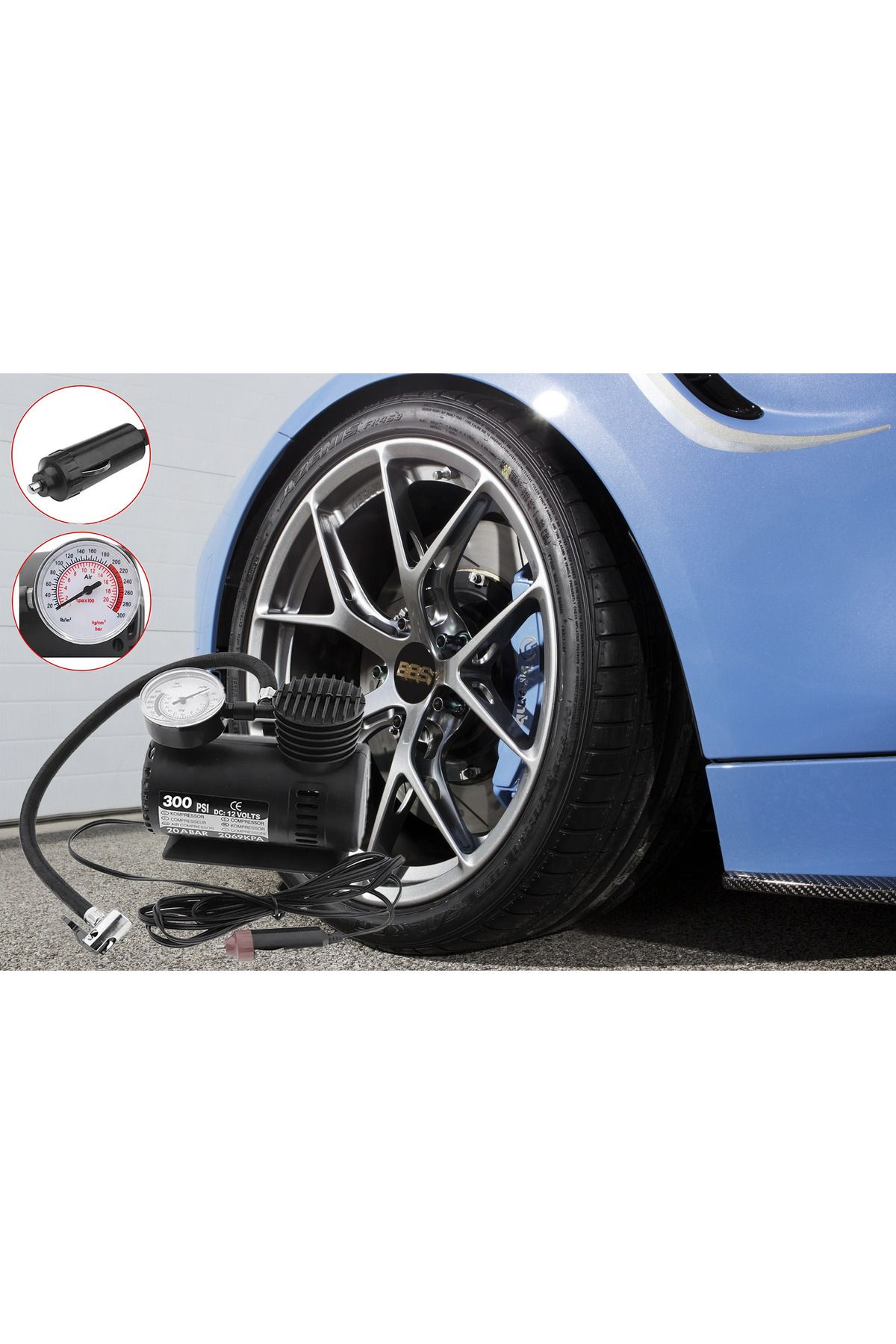 nublado Mini Hava Kompresörü 12V Araç Tipi Çakmaklık Araba Bisiklet Teker Lastik Şambrel Top Şişirme 300 Psı