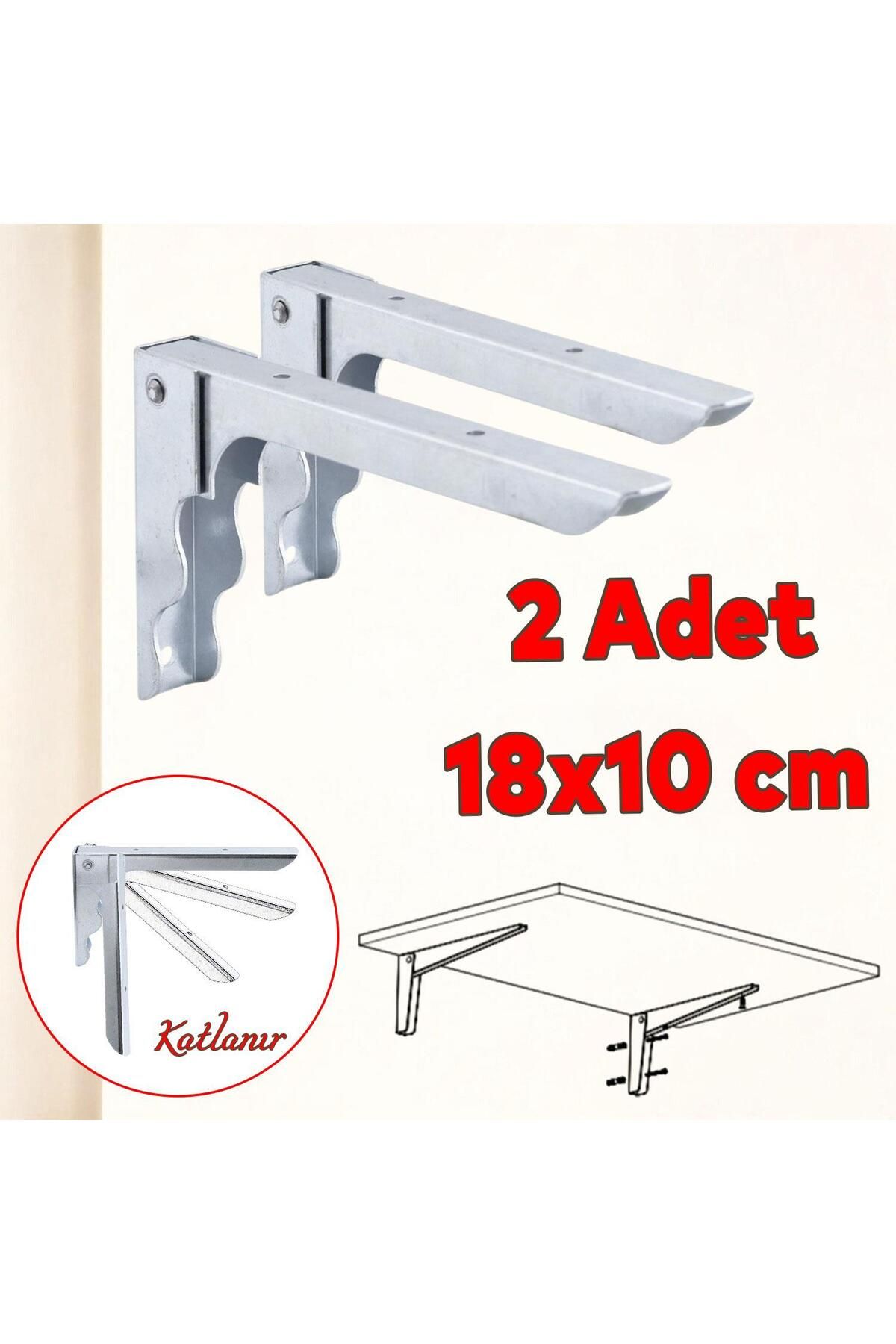NZB Metal Katlanır Raf Altı Ayağı Duvara Monteli Balkon Masası Sehpası Montajı 18 x 10 cm (2 ADET)